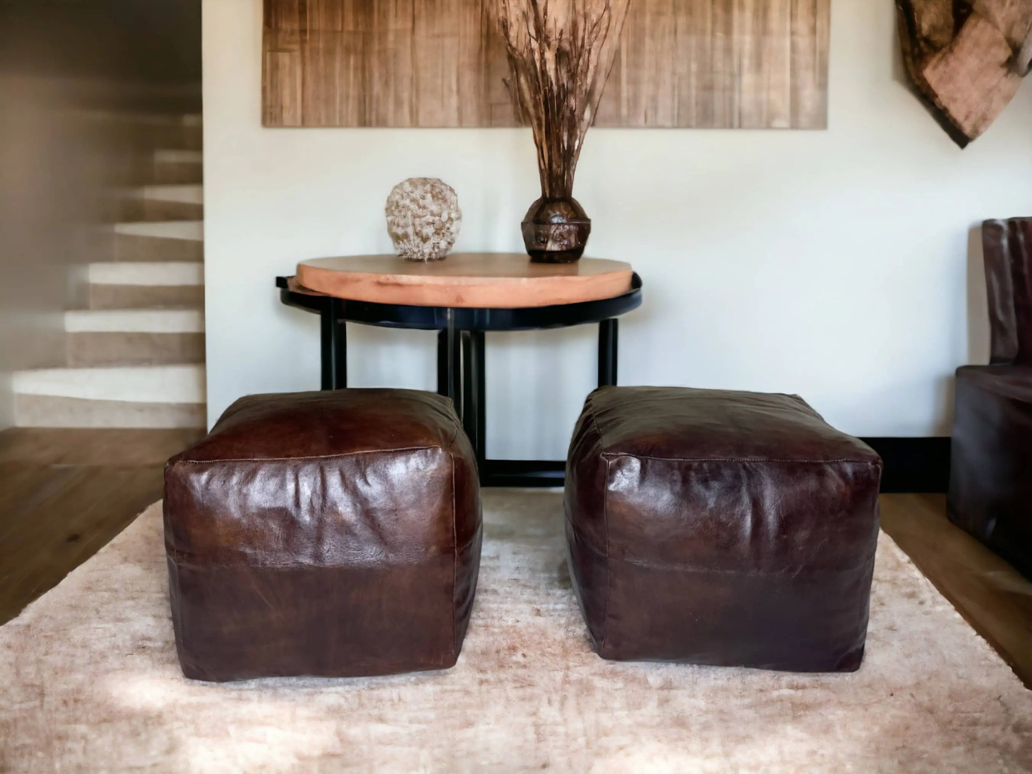 Moroccan Brown Simple Square Pouf: A Timeless Treasure of Berber Craftsmanship Soukdecor