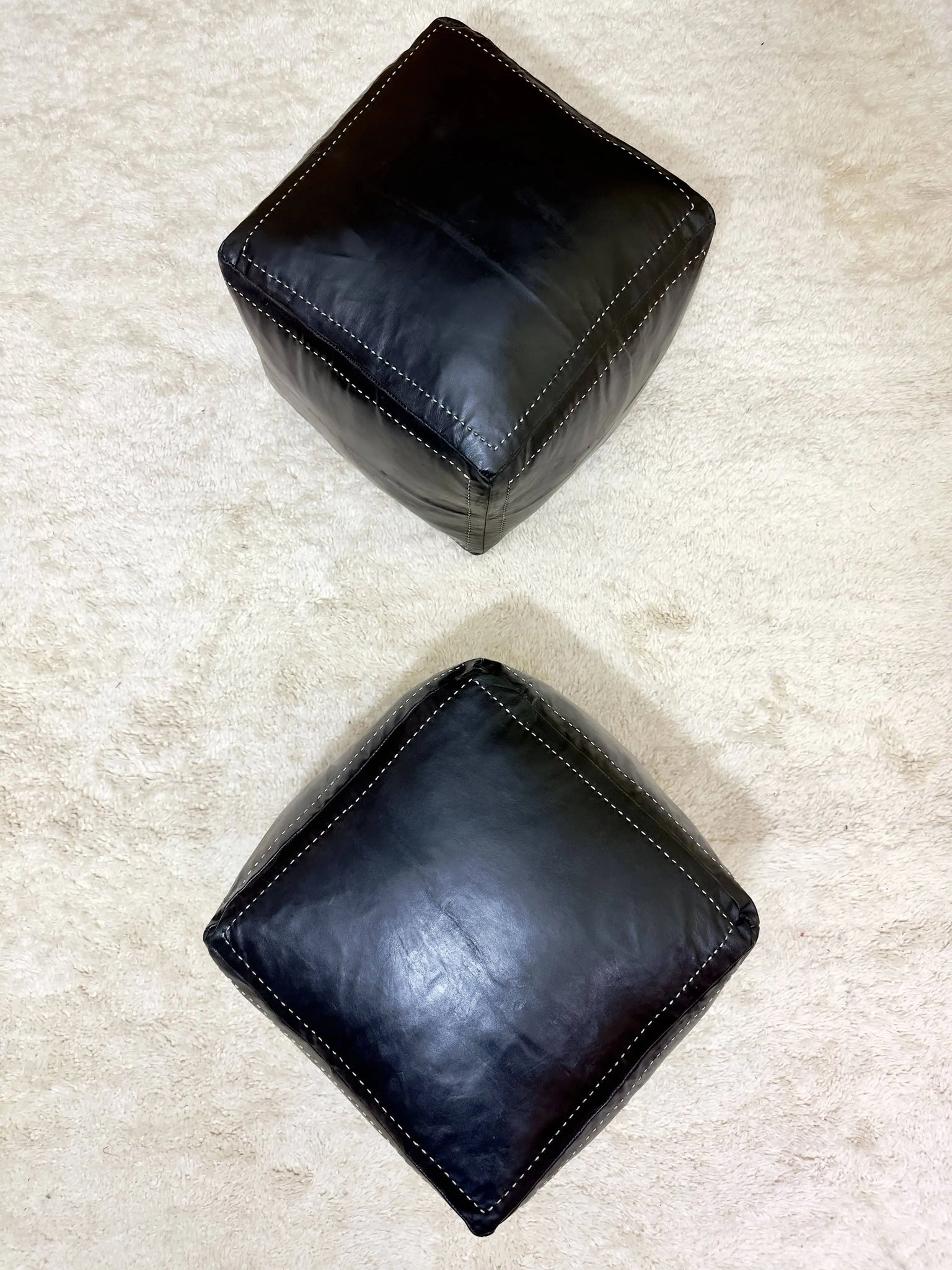 Black Square Moroccan Pouf - Timeless Elegance for Your Home Soukdecor