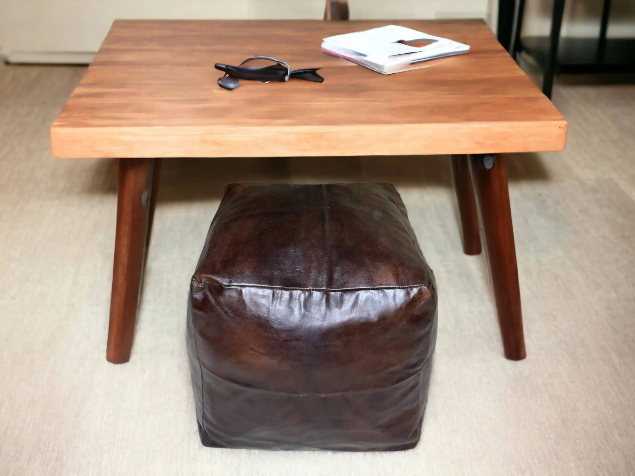 Moroccan Brown Simple Square Pouf: A Timeless Treasure of Berber Craftsmanship Soukdecor