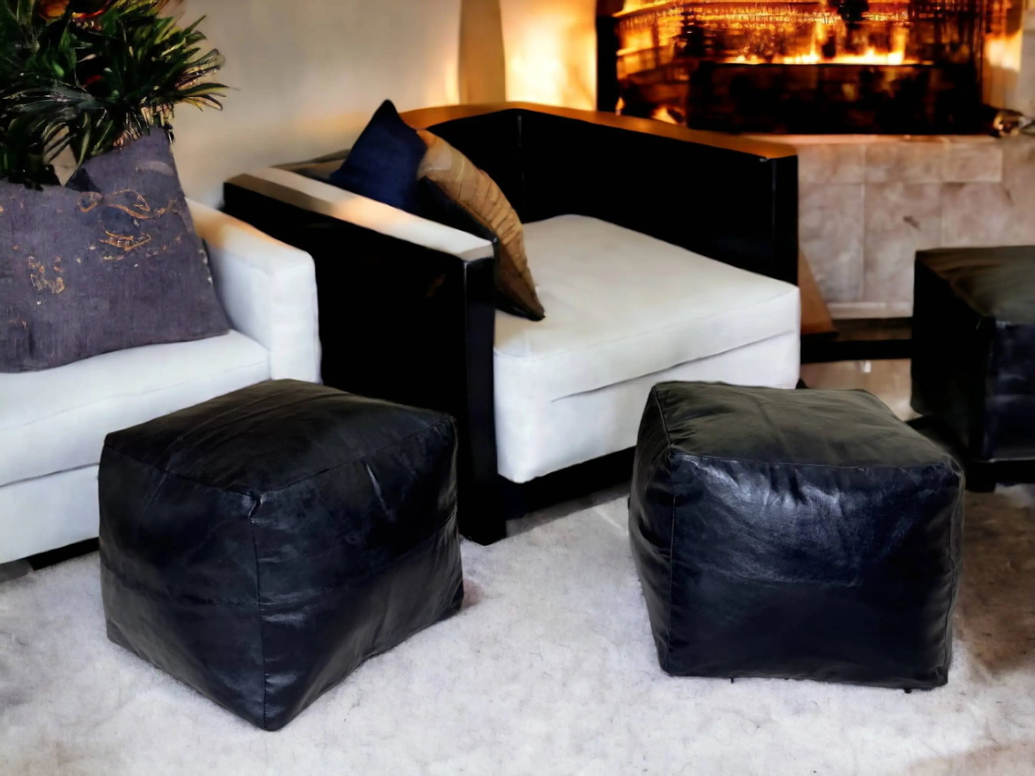 Moroccan Black Simple Square Pouf: An Enigmatic Tapestry of Berber Heritage Soukdecor