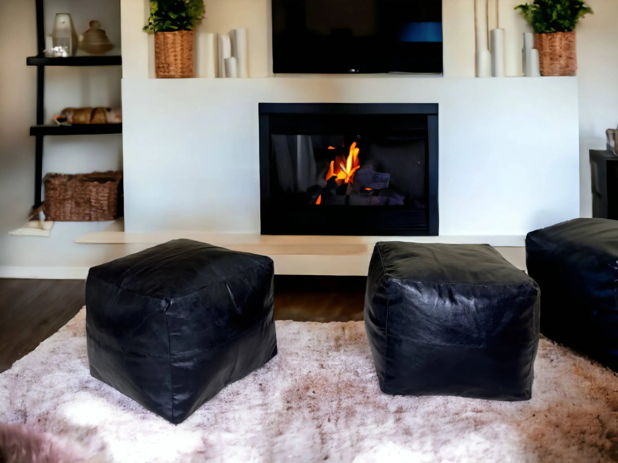 Moroccan Black Simple Square Pouf: An Enigmatic Tapestry of Berber Heritage Soukdecor
