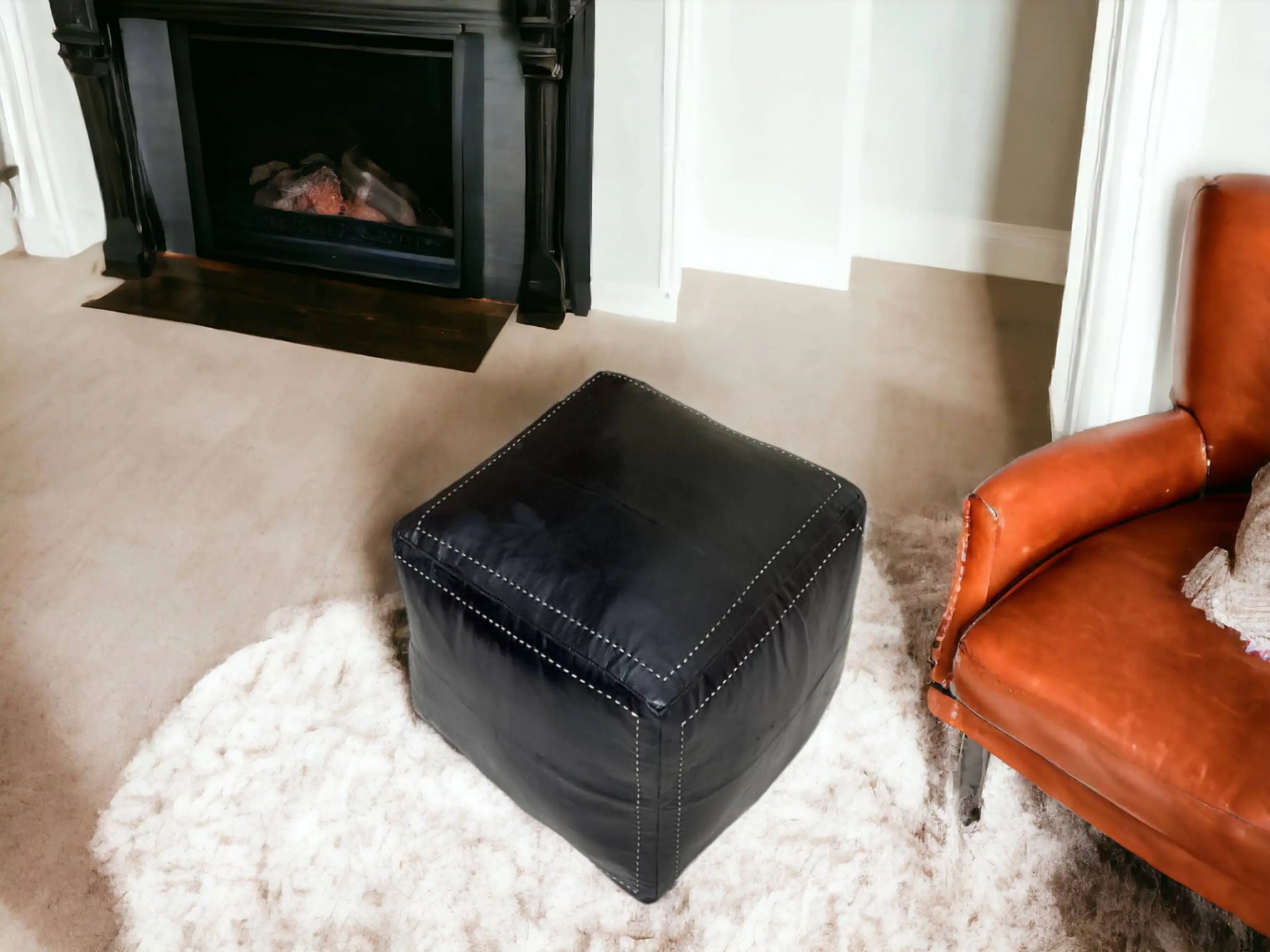 Black Square Moroccan Pouf - Timeless Elegance for Your Home Soukdecor