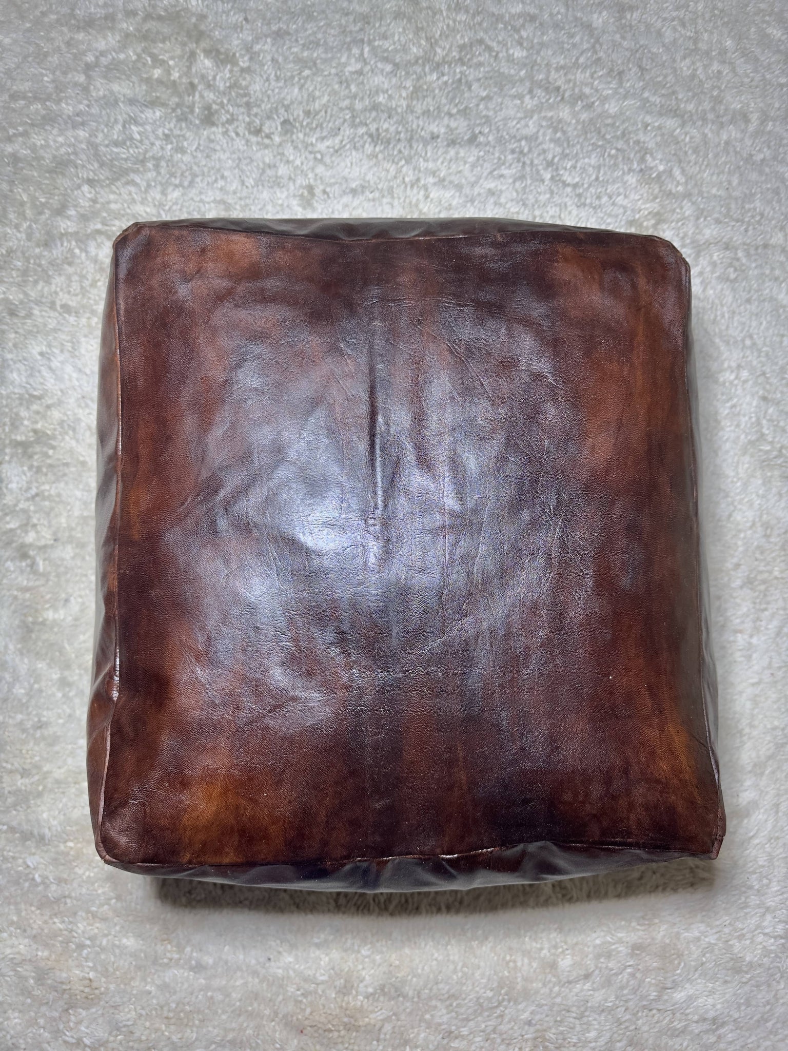 Moroccan Brown Simple Square Pouf: A Timeless Treasure of Berber Craftsmanship Soukdecor