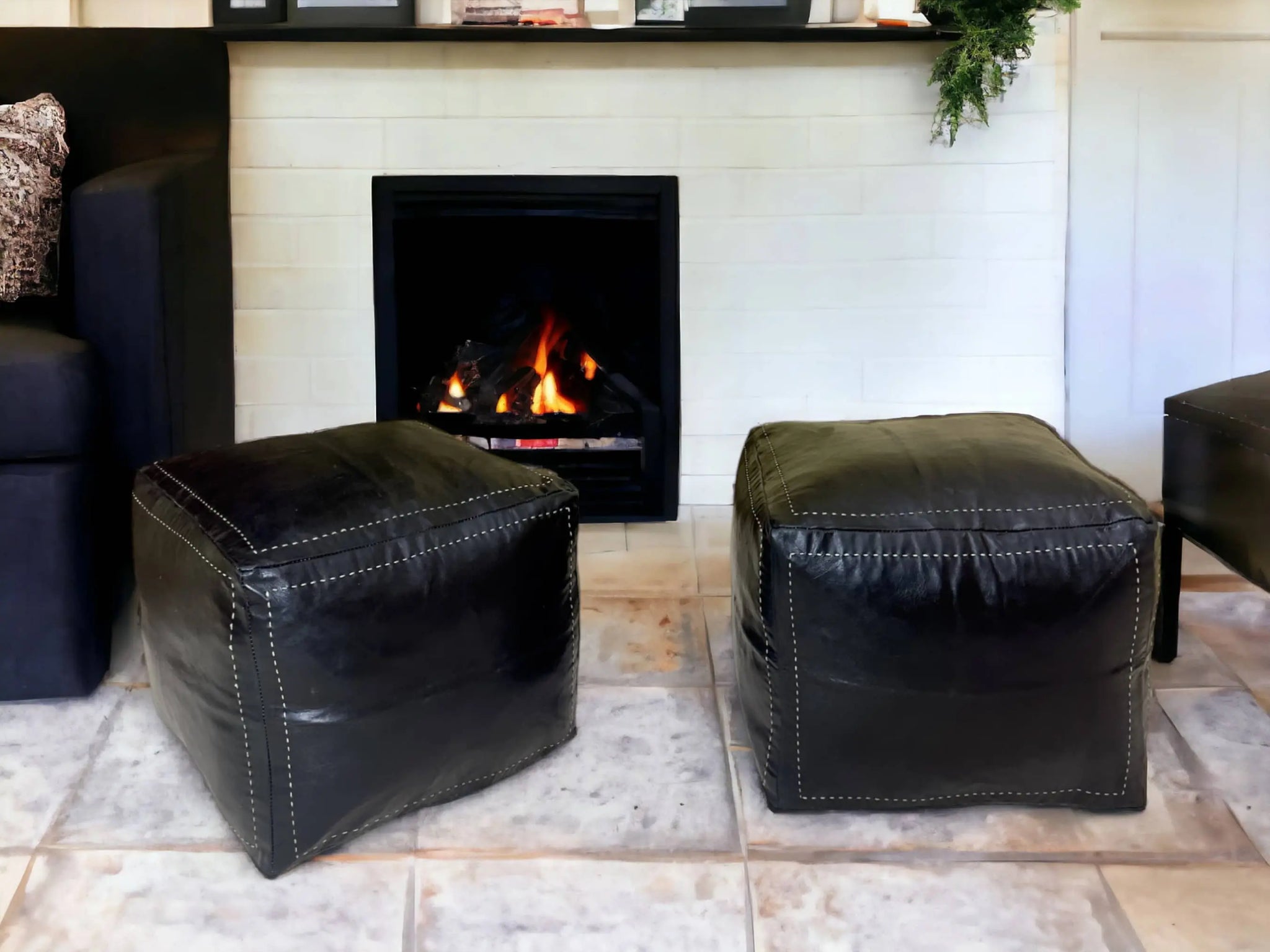 Black Square Moroccan Pouf - Timeless Elegance for Your Home Soukdecor