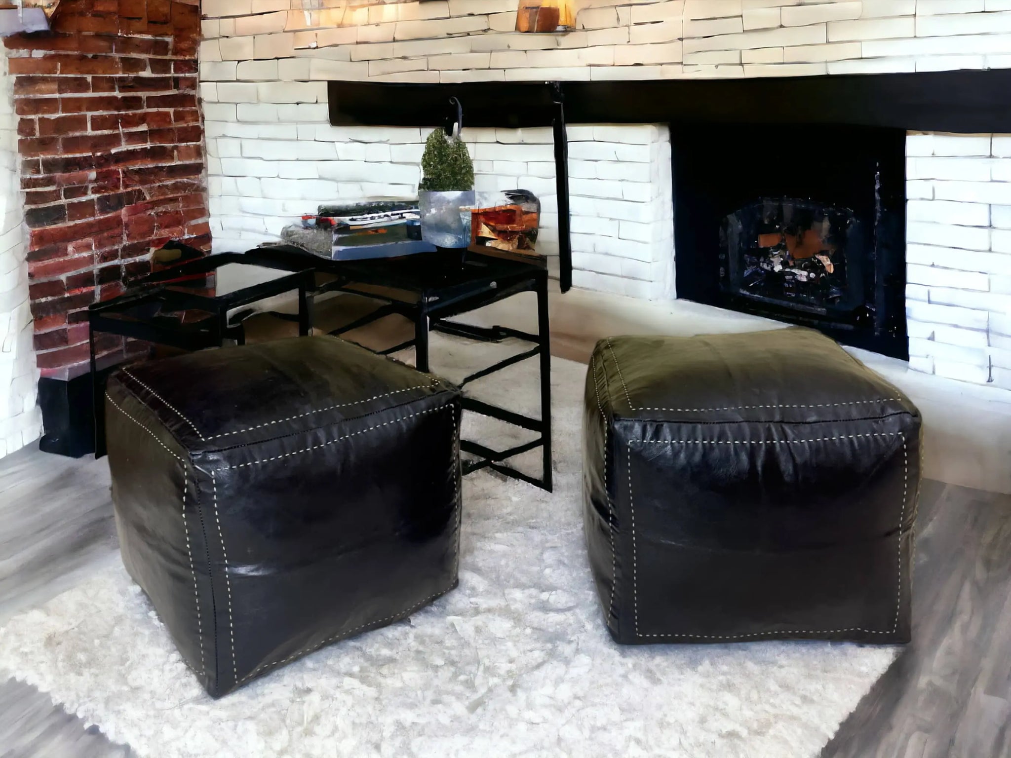 Black Square Moroccan Pouf - Timeless Elegance for Your Home Soukdecor