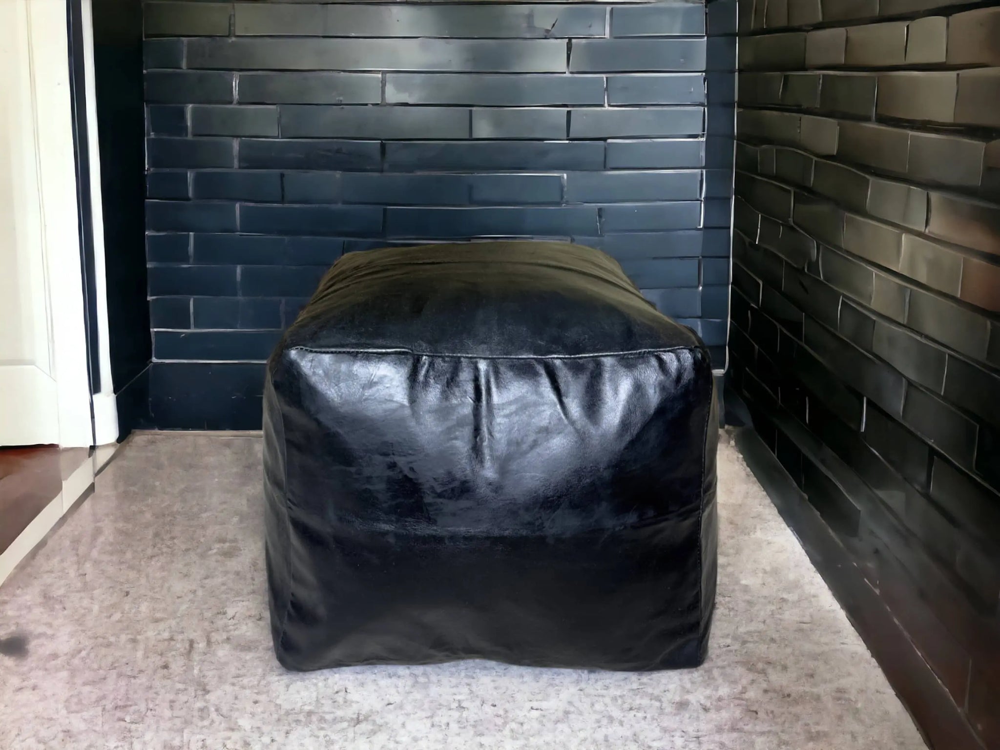 Moroccan Black Simple Square Pouf: An Enigmatic Tapestry of Berber Heritage Soukdecor
