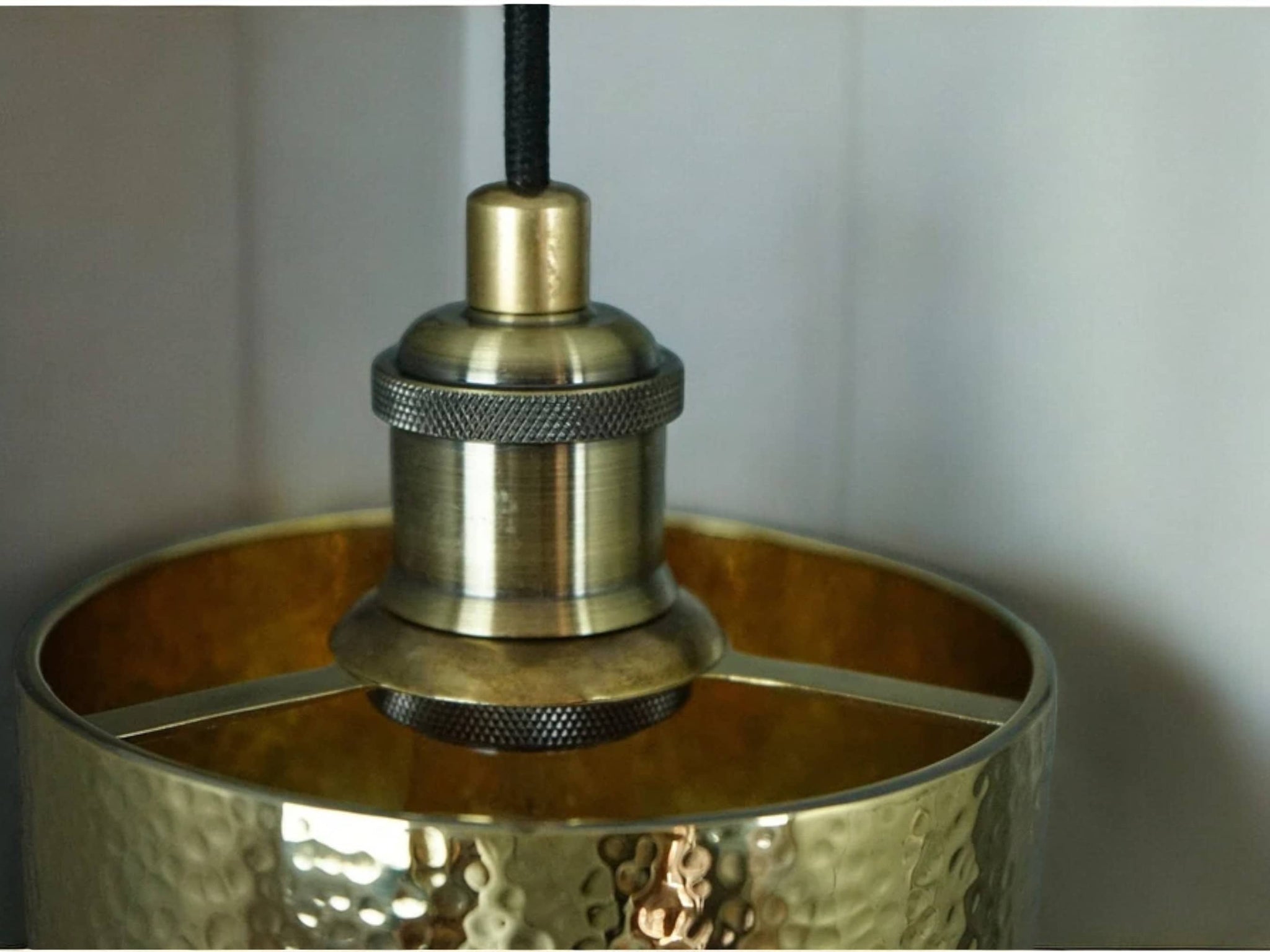 Handcrafted Hammered Brass Cylindrical Pendant Ceiling Light Fixture Soukdecor