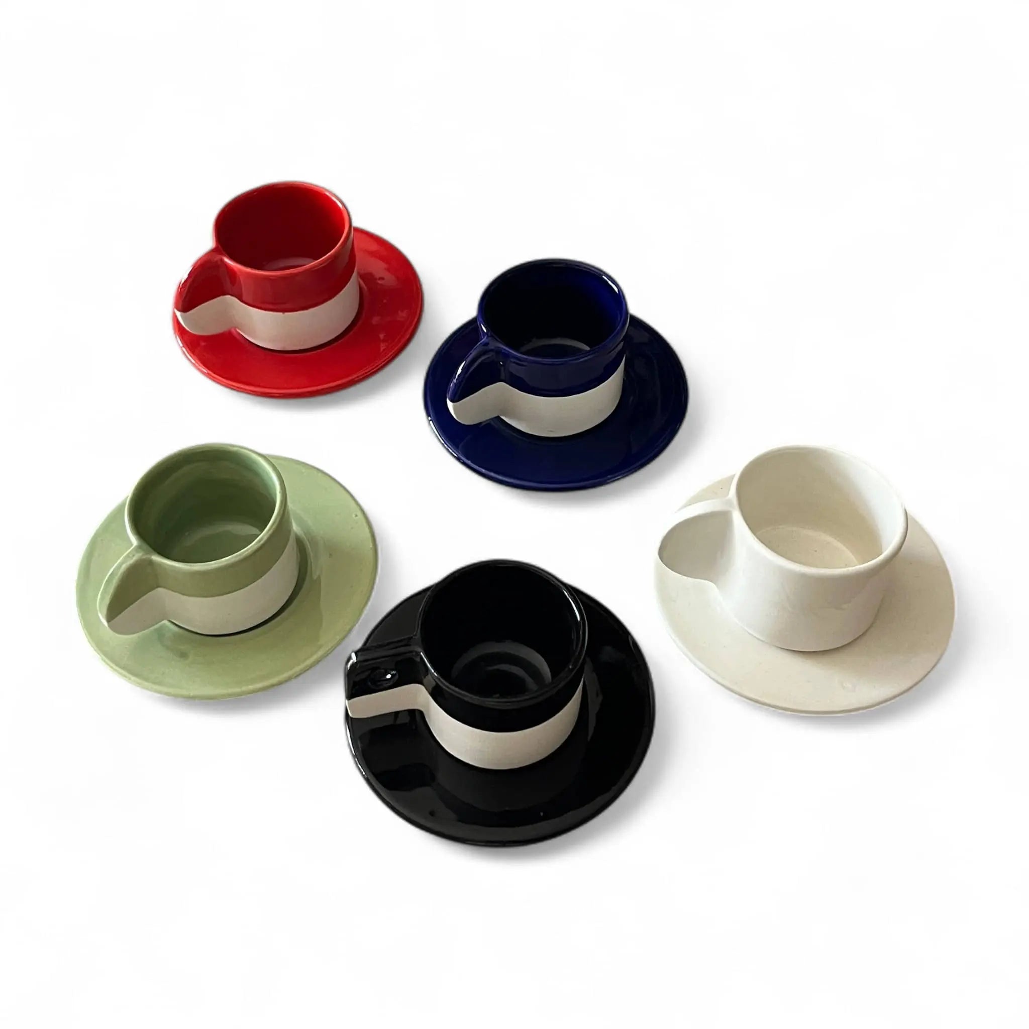 Modern Moroccan Espresso Cup & Saucer – Set of 4 per Color Soukdecor
