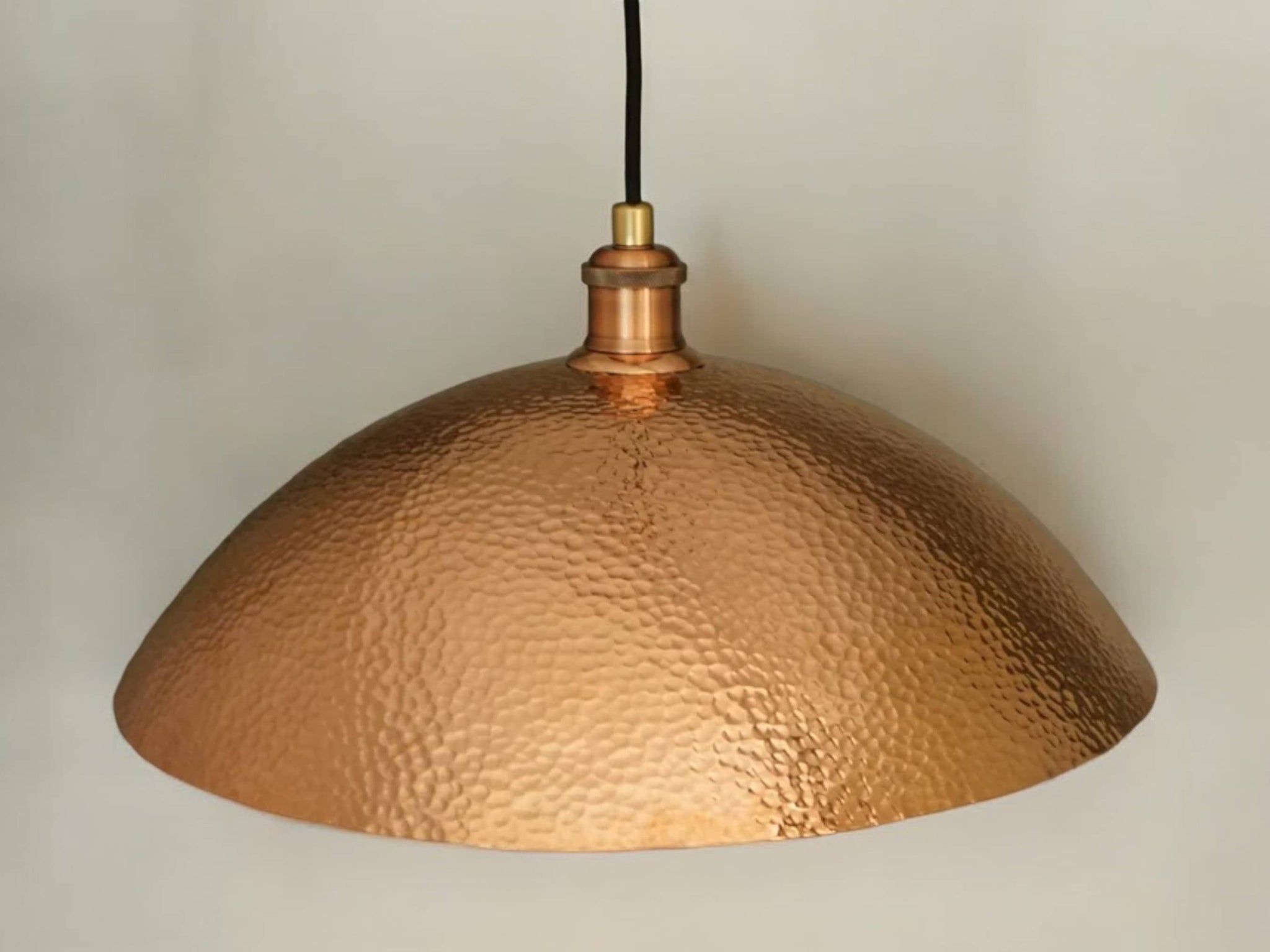 Handcrafted Hammered Solid Copper Dome Pendant Ceiling Light Fixture Soukdecor