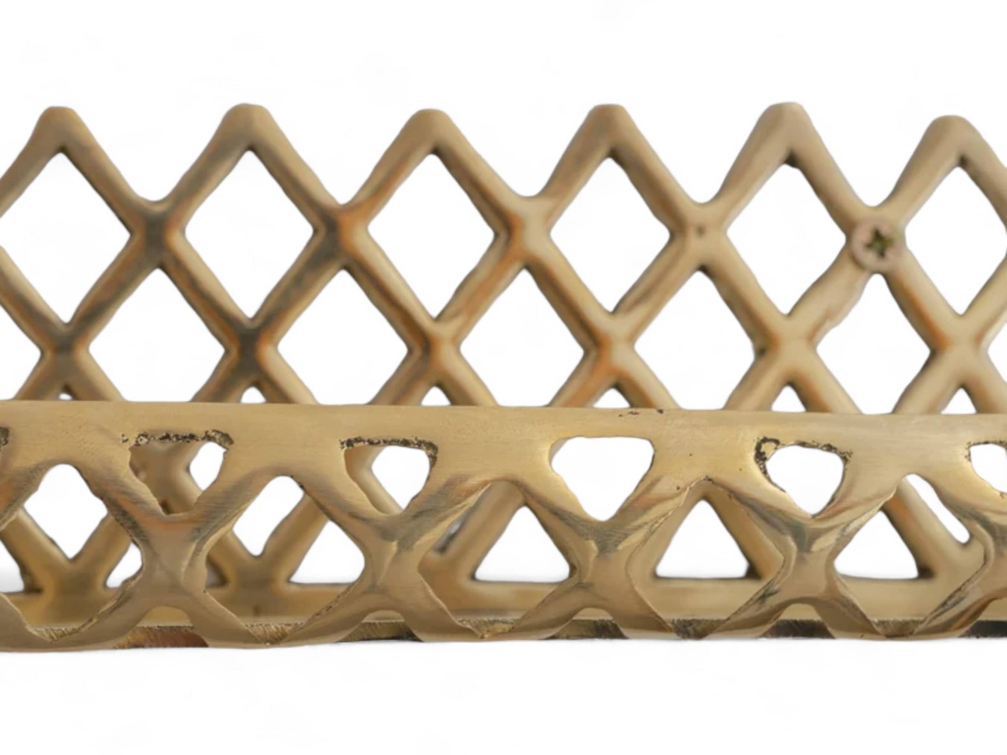 Handcrafted Unlacquered Brass Wall Shelf for Shower - Grid Bathroom Shelf Soukdecor