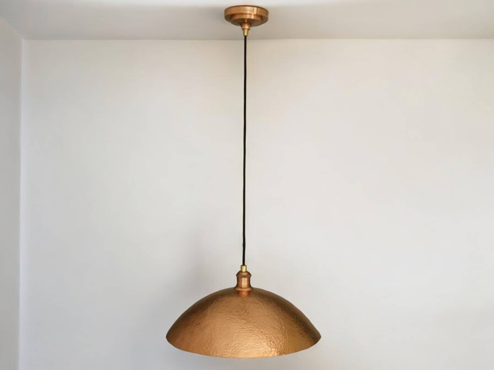 Handcrafted Hammered Solid Copper Dome Pendant Ceiling Light Fixture Soukdecor