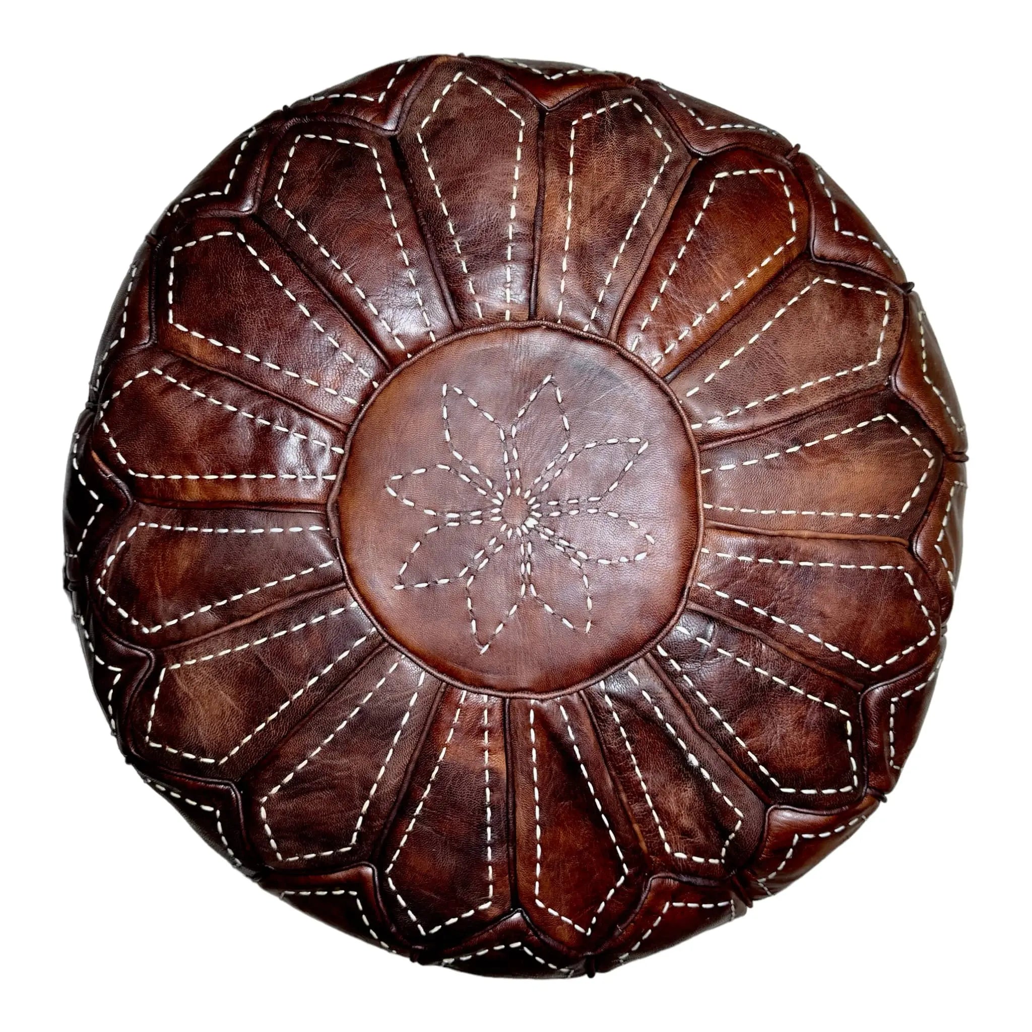 Moroccan Brown Round Pouf: A Rustic Touch of Elegance Soukdecor