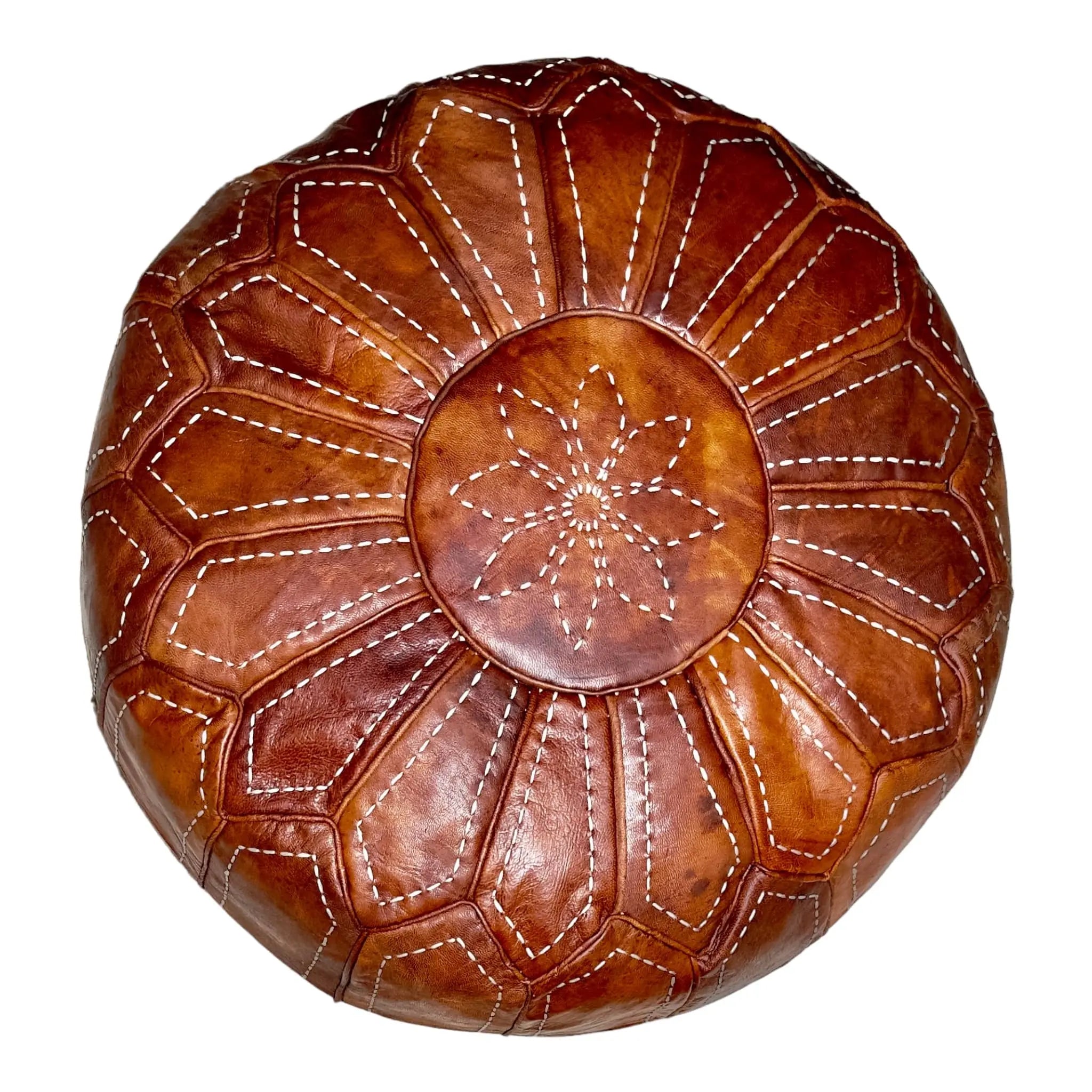 Moroccan Tabacco Round Pouf – Cozy Comfort in Earthy Elegance Soukdecor