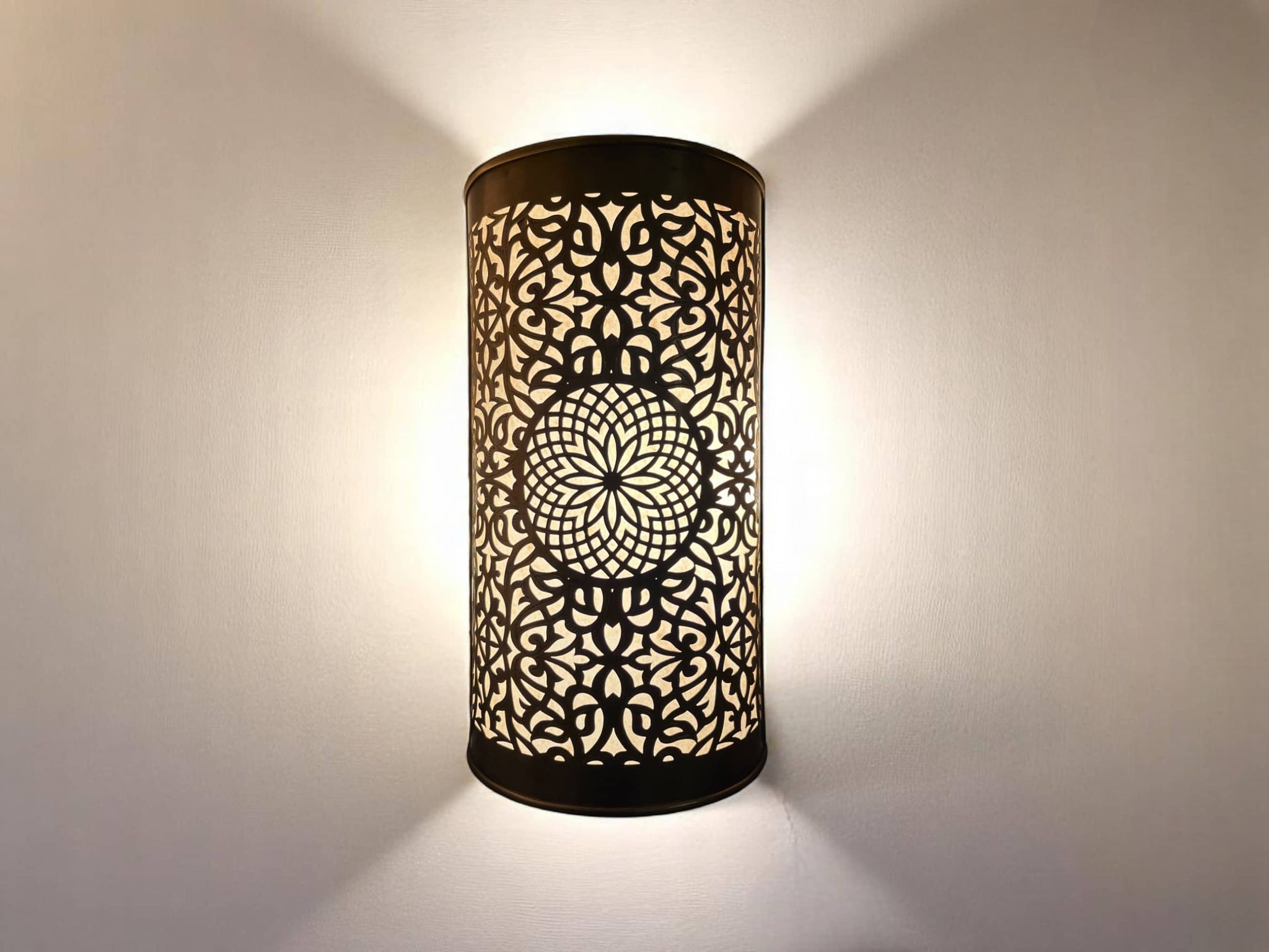 Set of 2 Moroccan Brass Wall Sconces – Handmade Boho Wall Lights for Bedroom, Hallway, or Living Room Decor Soukdecor