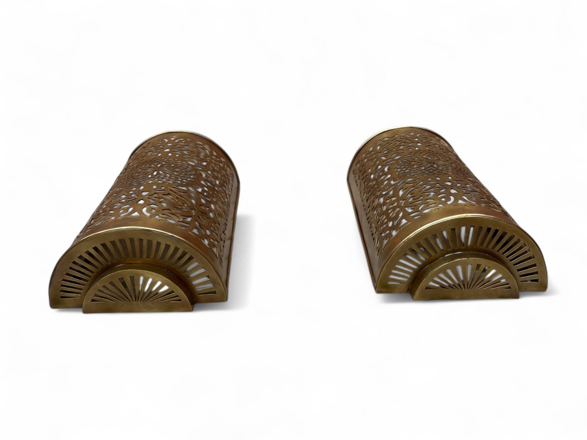 Set of 2 Moroccan Brass Wall Sconces – Handmade Boho Wall Lights for Bedroom, Hallway, or Living Room Decor Soukdecor