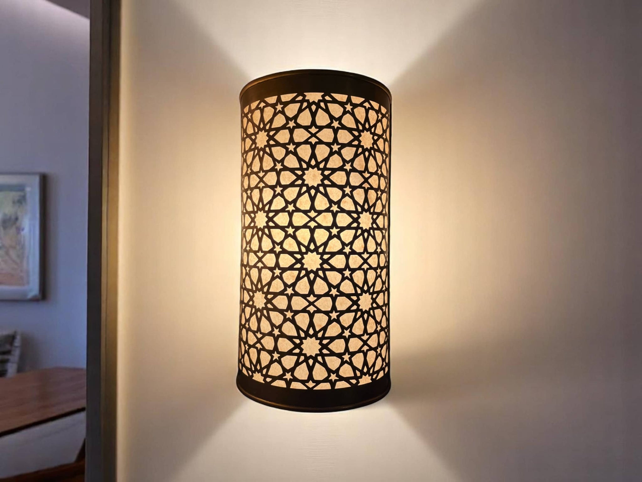 Set of 2 Moroccan Brass Wall Sconces – Handcrafted Filigree Lighting for Elegant Ambiance Soukdecor