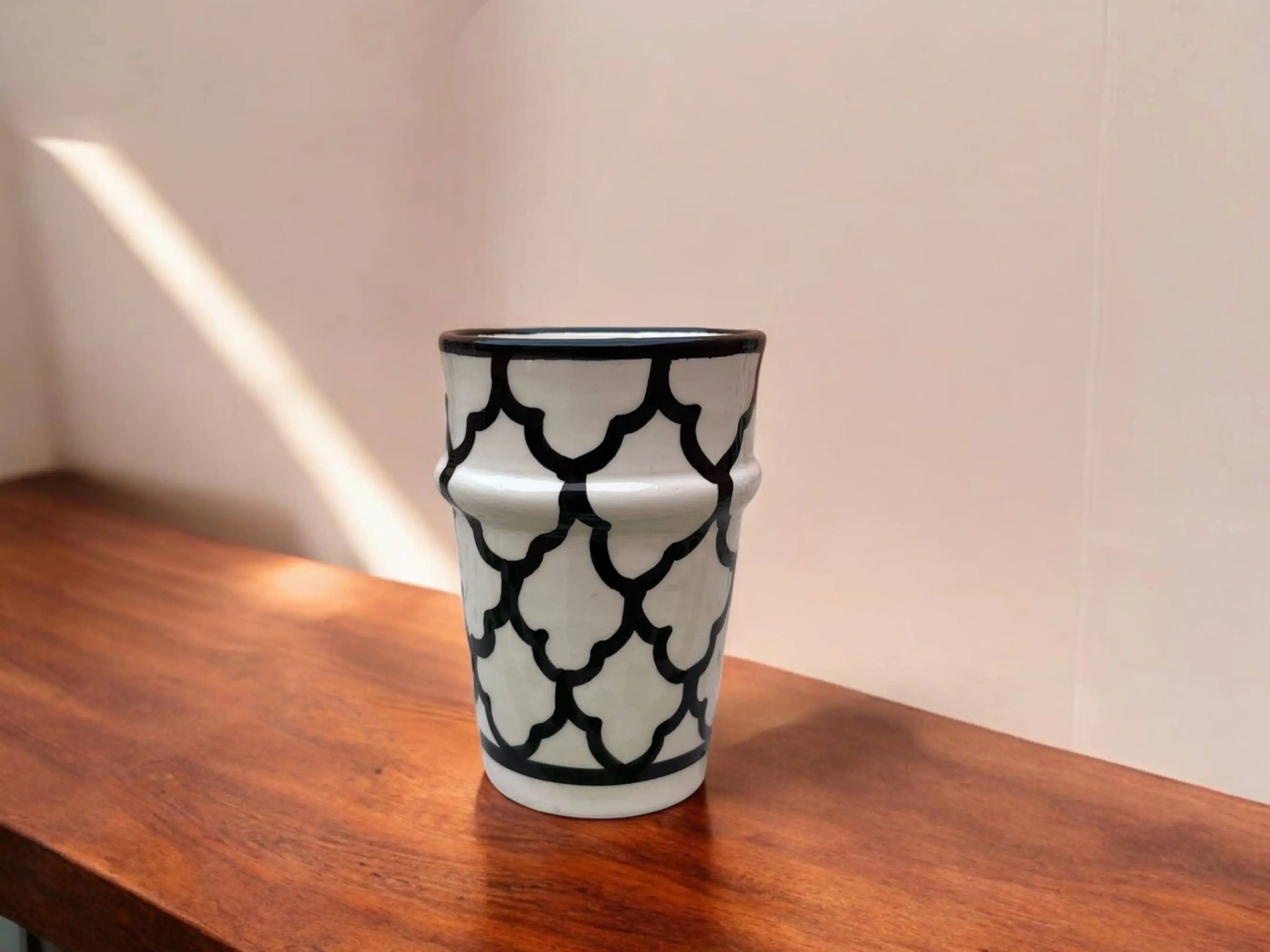 Handmade Fes Pottery Mug – Moroccan Ceramic Tea & Coffee Cup (Set of 5) Soukdecor