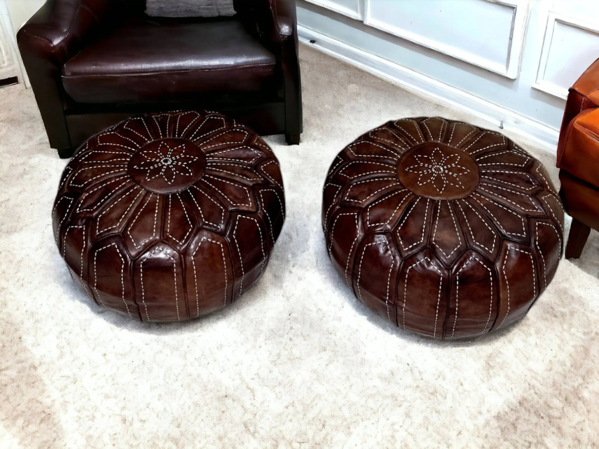 Moroccan Brown Round Pouf: A Rustic Touch of Elegance Soukdecor
