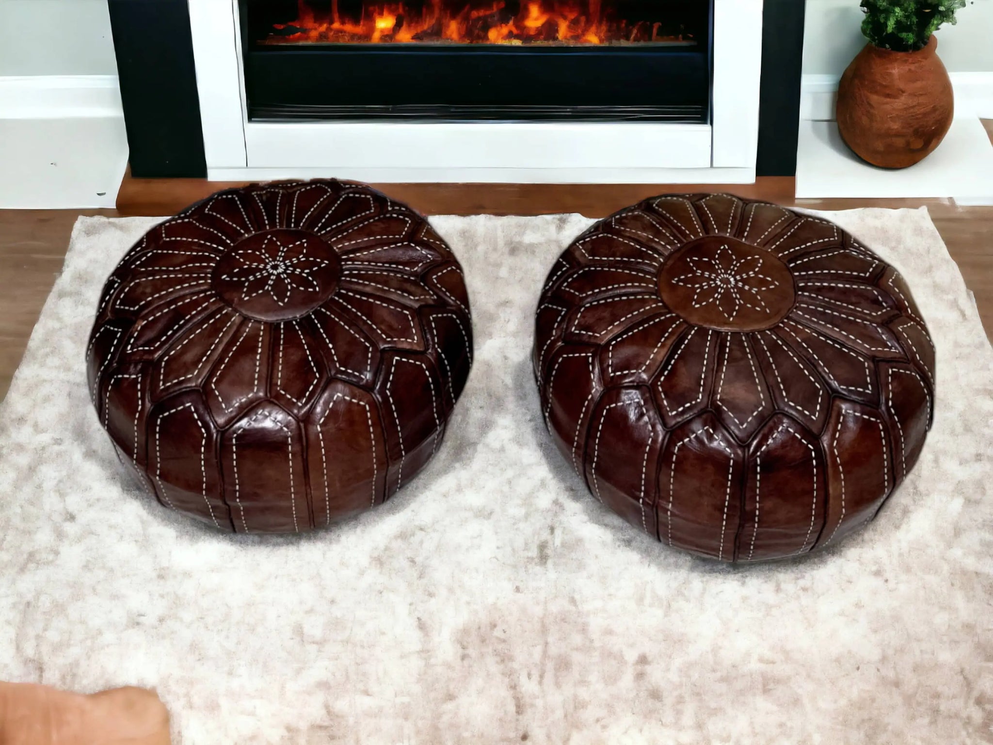 Moroccan Brown Round Pouf: A Rustic Touch of Elegance Soukdecor