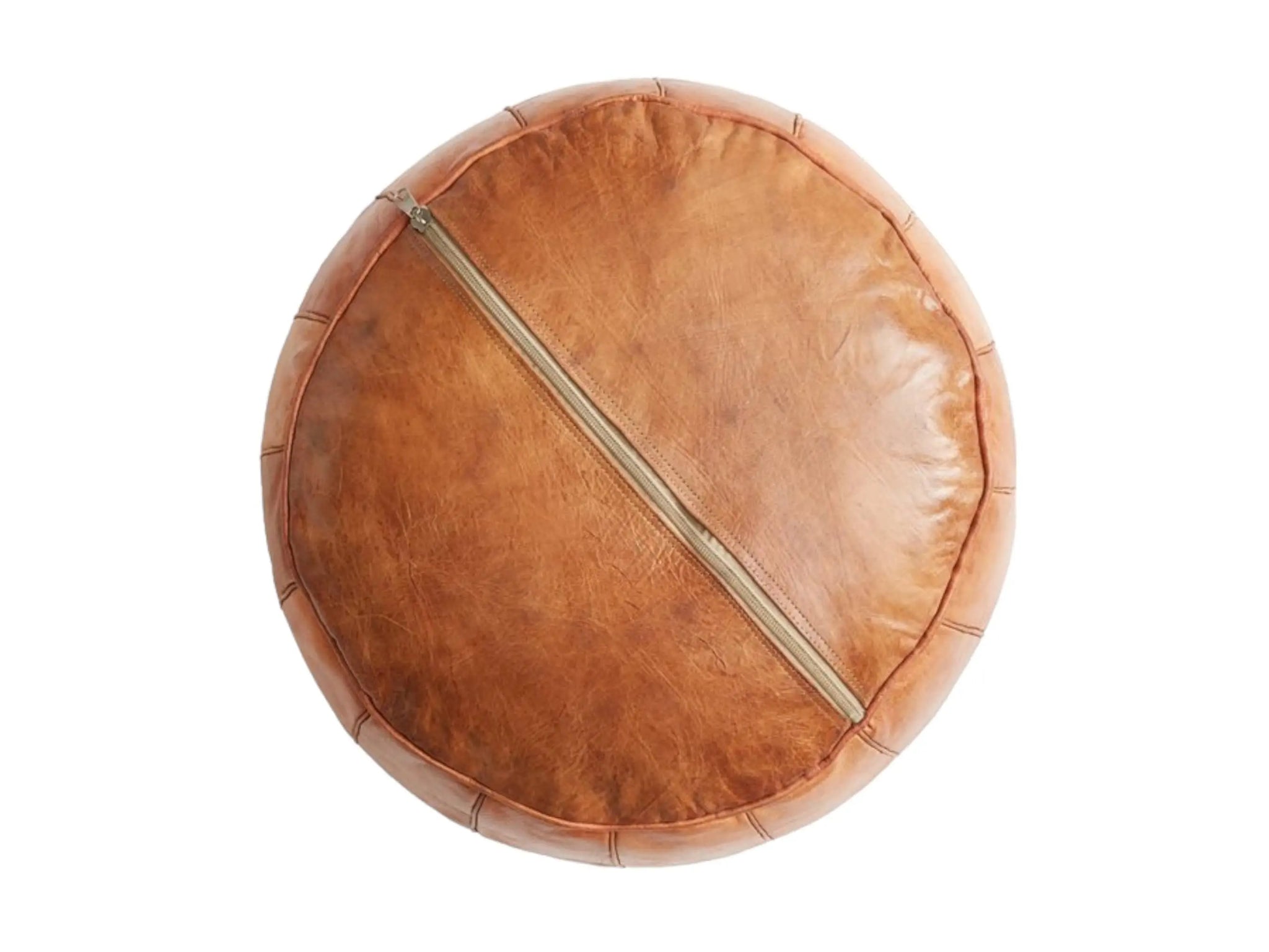Moroccan Tabacco Round Pouf – Cozy Comfort in Earthy Elegance Soukdecor