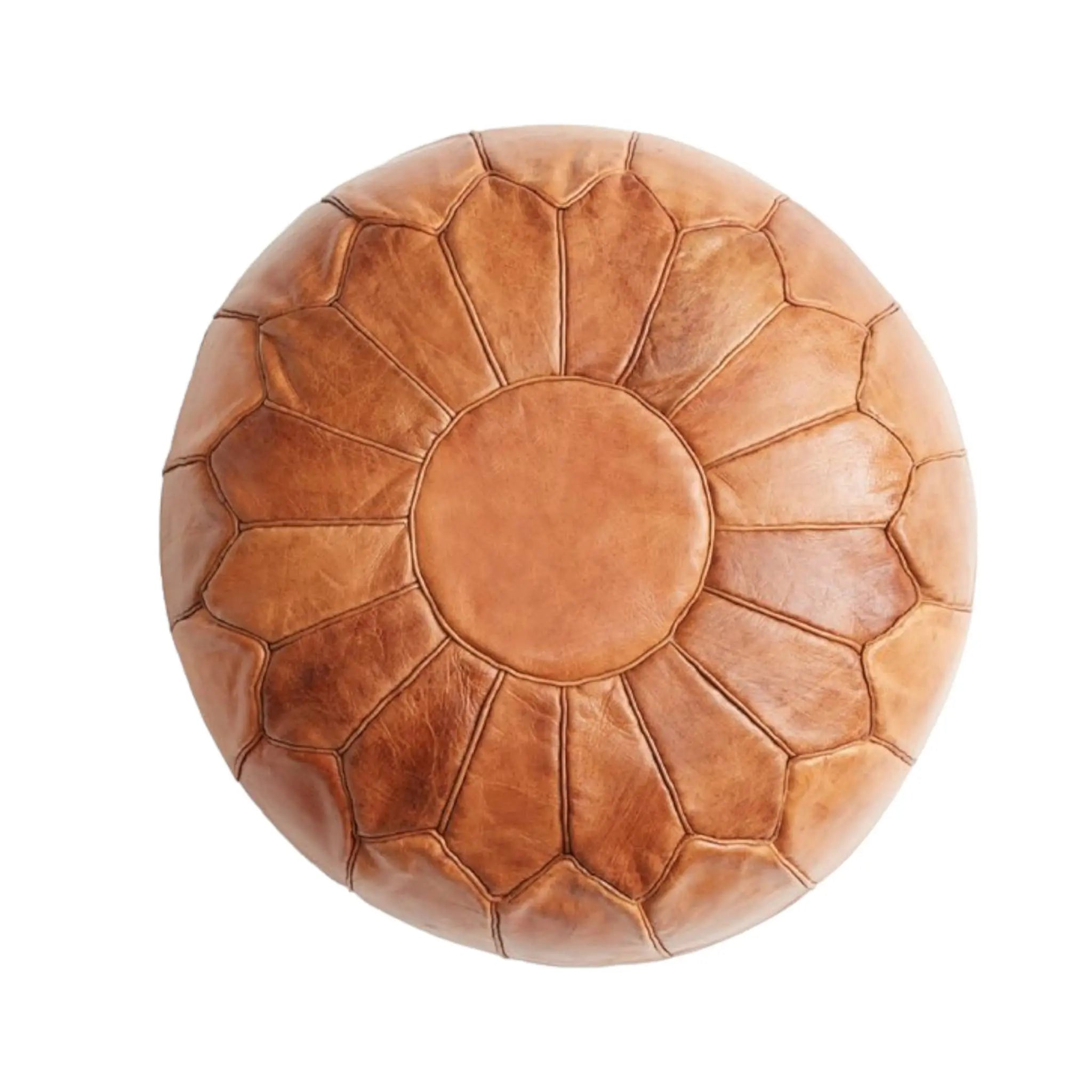 Moroccan Tabacco Round Pouf – Cozy Comfort in Earthy Elegance Soukdecor