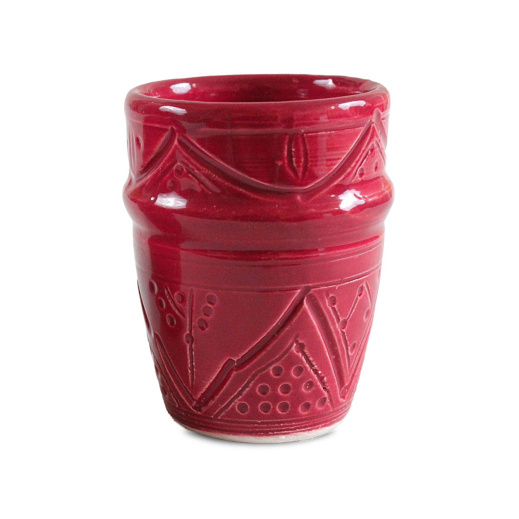 Carmine red engraved mug Soukdecor