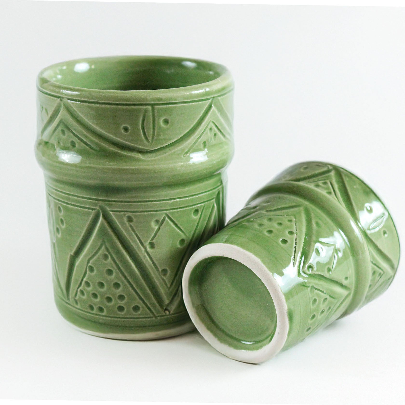 Oriental Green Engraved Mug Soukdecor