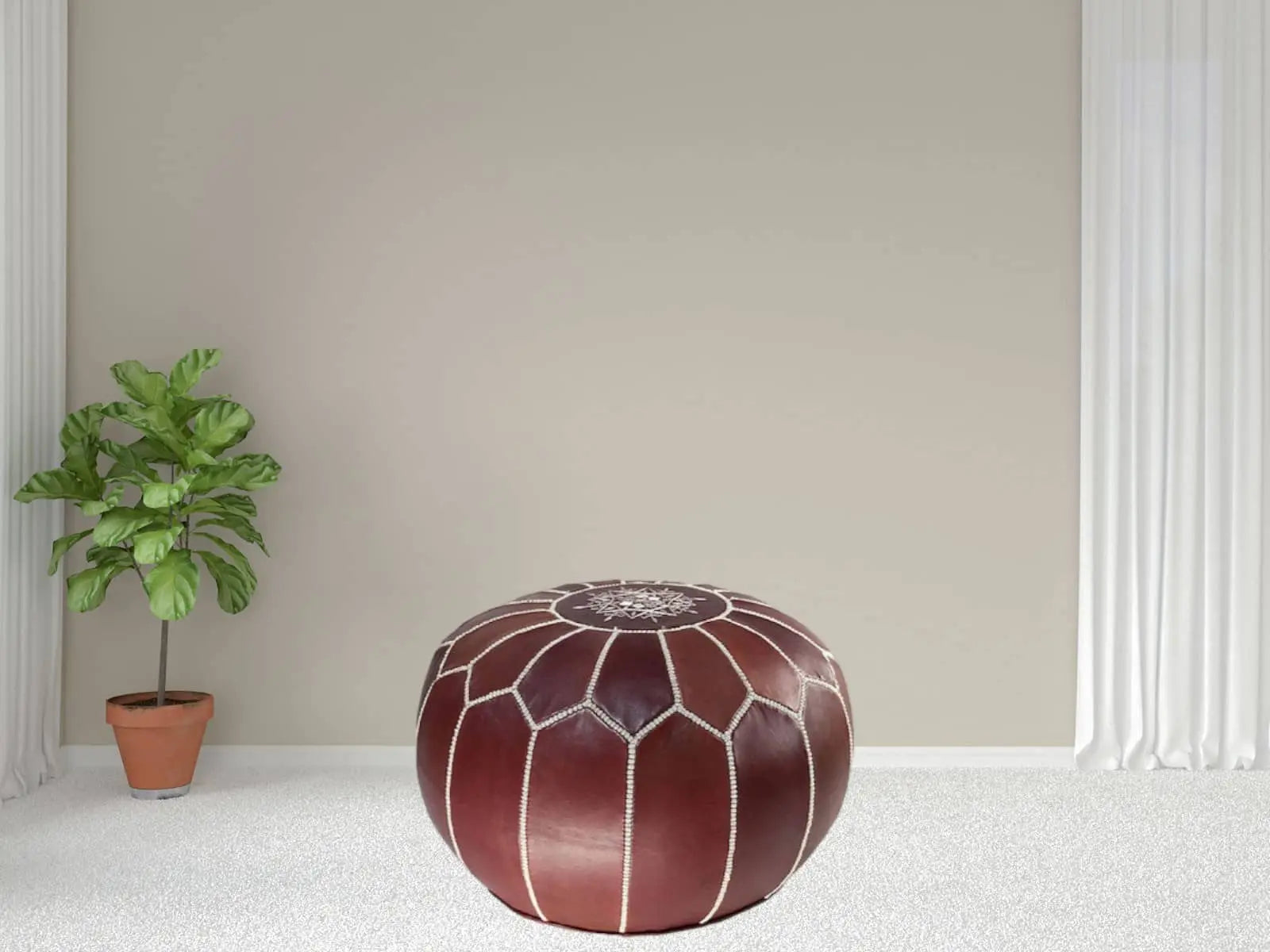Moroccan  Round Pouf – Cozy Comfort in Earthy Elegance Soukdecor