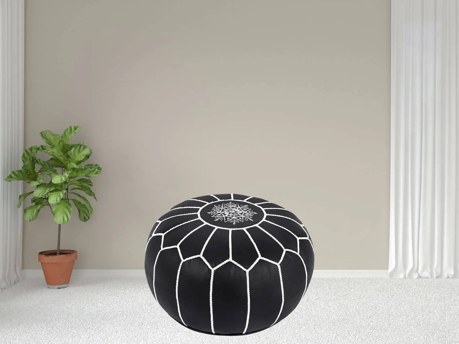 Moroccan  Round Pouf – Cozy Comfort in Earthy Elegance Soukdecor