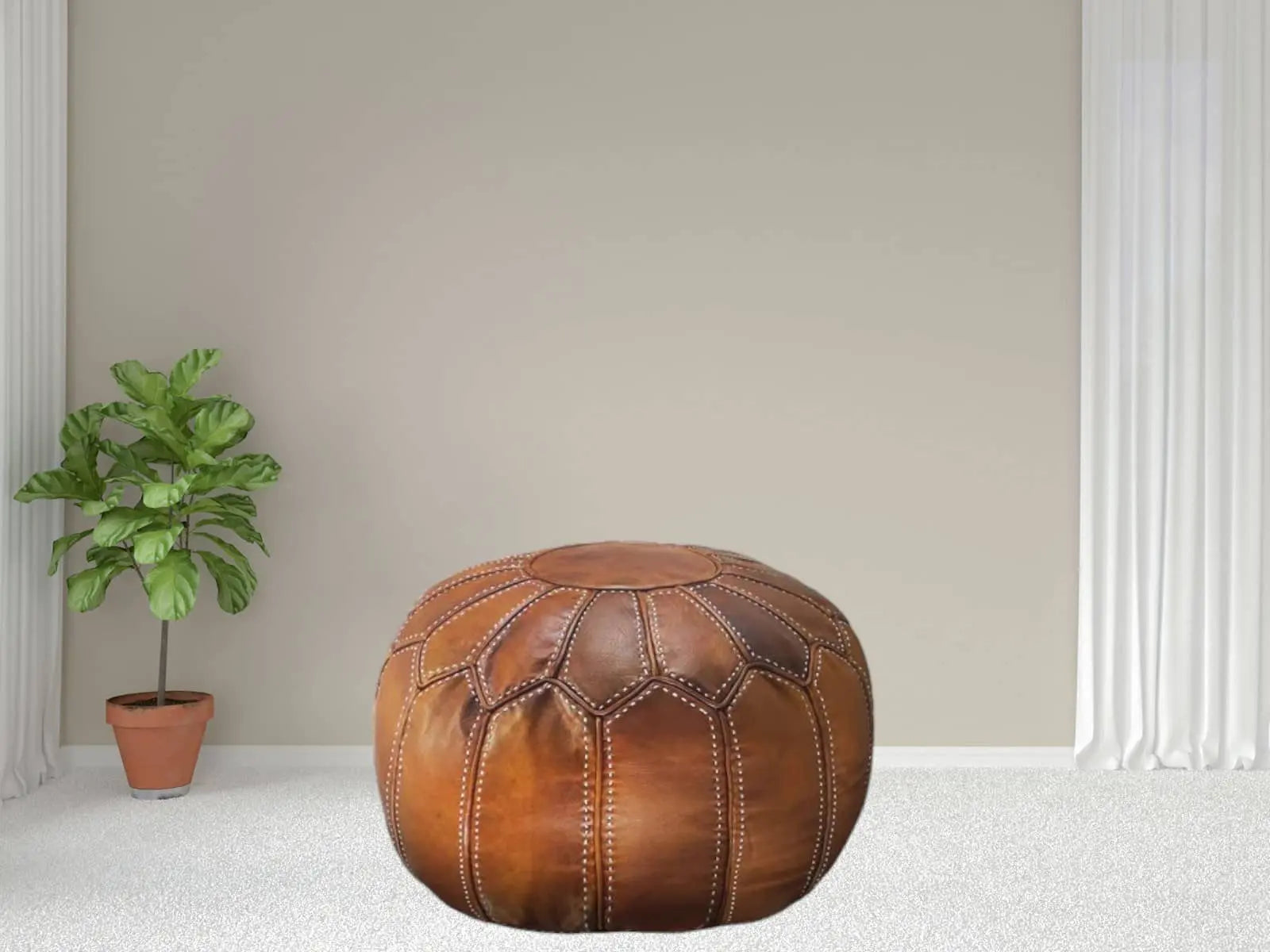 Moroccan  Round Pouf – Cozy Comfort in Earthy Elegance Soukdecor