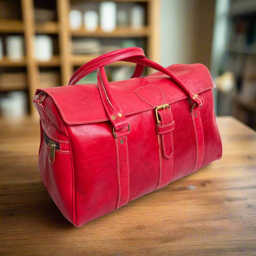 Aslal Leather Weekend Bag Moroccan Interior