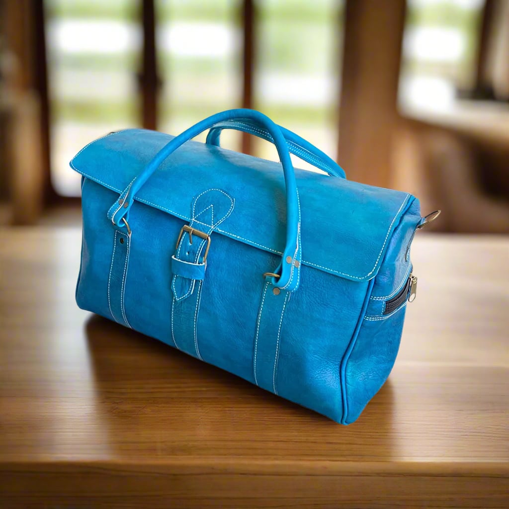 Aslal Leather Weekend Bag Moroccan Interior