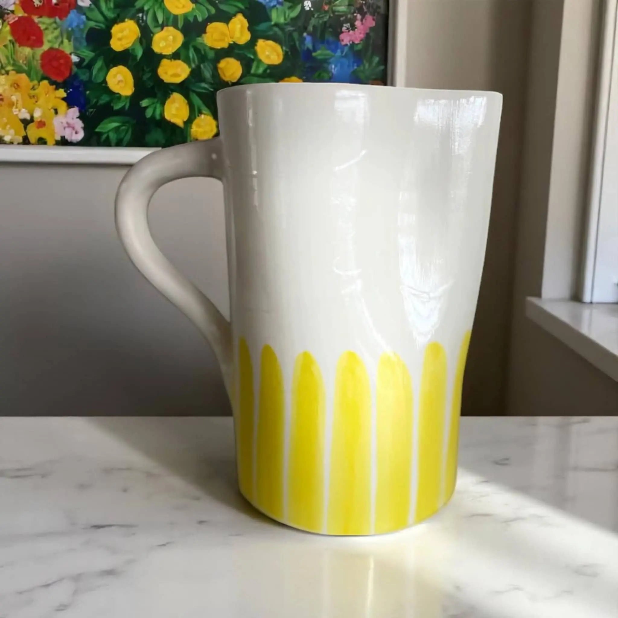 Add Coastal Calm with This Handmade & Handpainted Blue & White Carafe (18 cm) Soukdecor