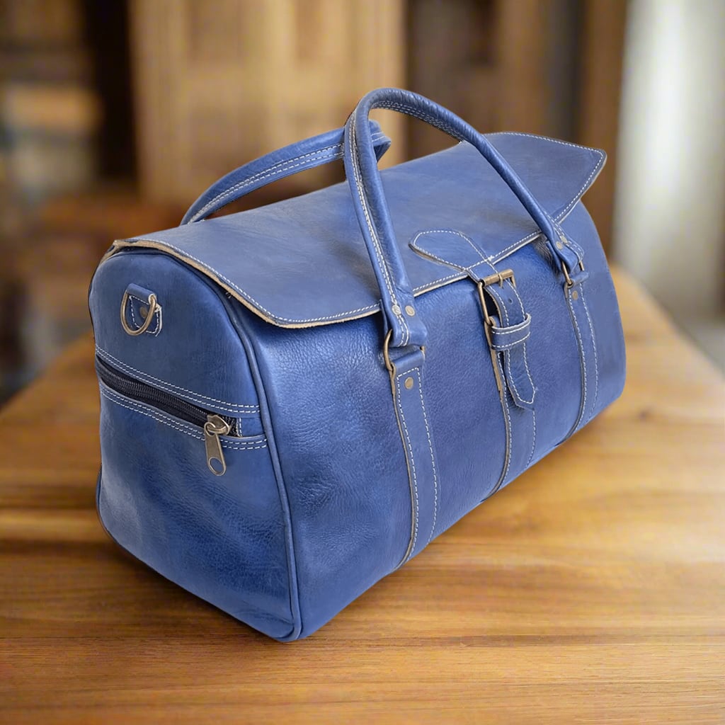 Aslal Leather Weekend Bag Moroccan Interior
