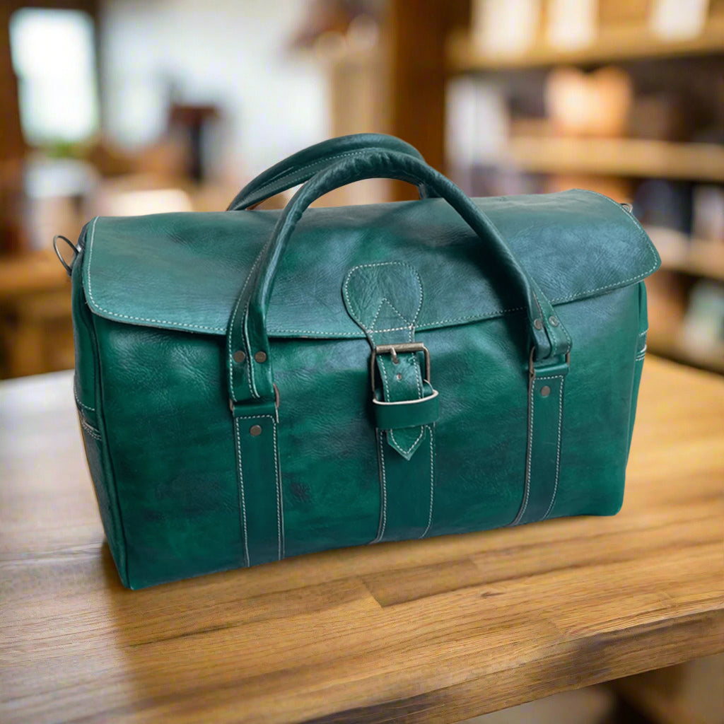 Aslal Leather Weekend Bag Moroccan Interior