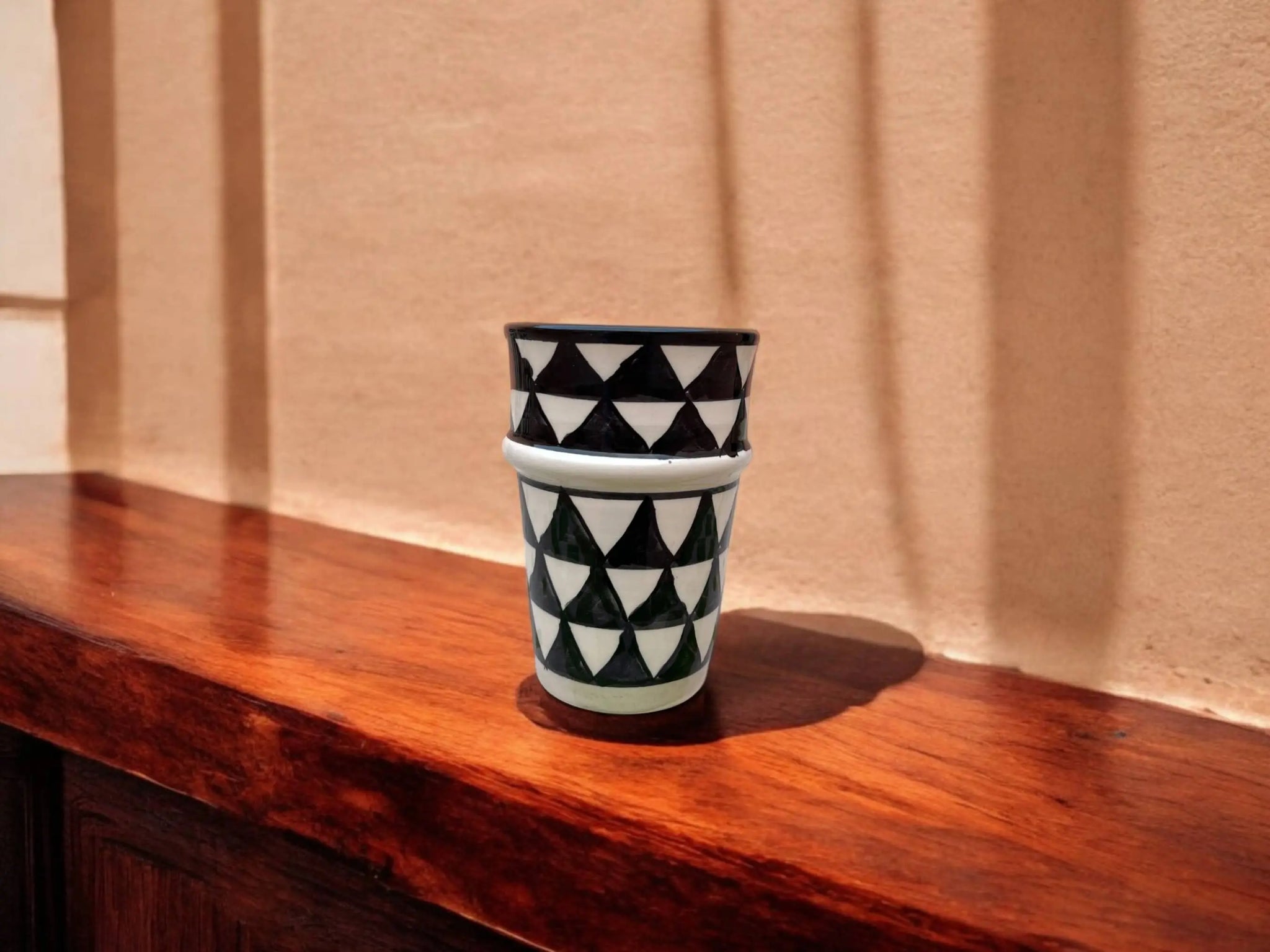 Handmade Fes Pottery Mug – Moroccan Ceramic Tea & Coffee Cup (Set of 5) Soukdecor