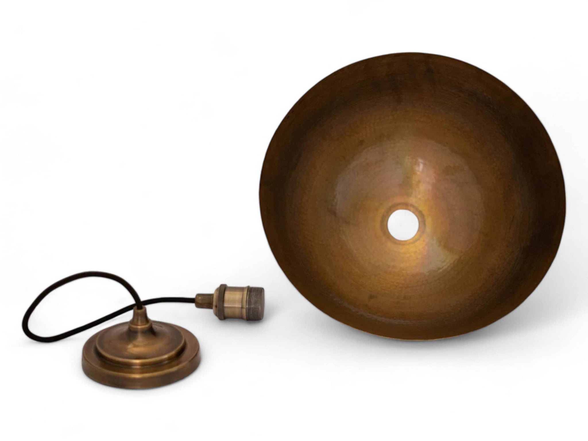 Antique Brass Hammered Pendant Light - Dome Ceiling Fixture for Kitchen Island Hanging Soukdecor