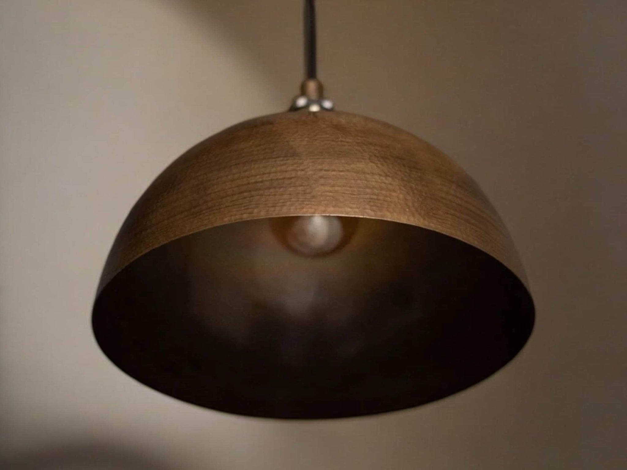 Antique Brass Hammered Pendant Light - Dome Ceiling Fixture for Kitchen Island Hanging Soukdecor