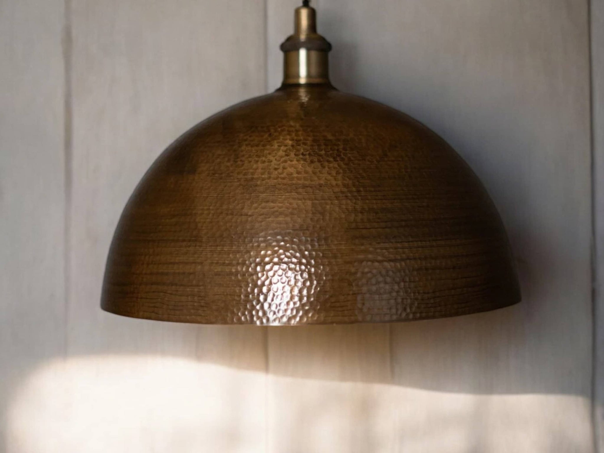 Antique Brass Hammered Pendant Light - Dome Ceiling Fixture for Kitchen Island Hanging Soukdecor