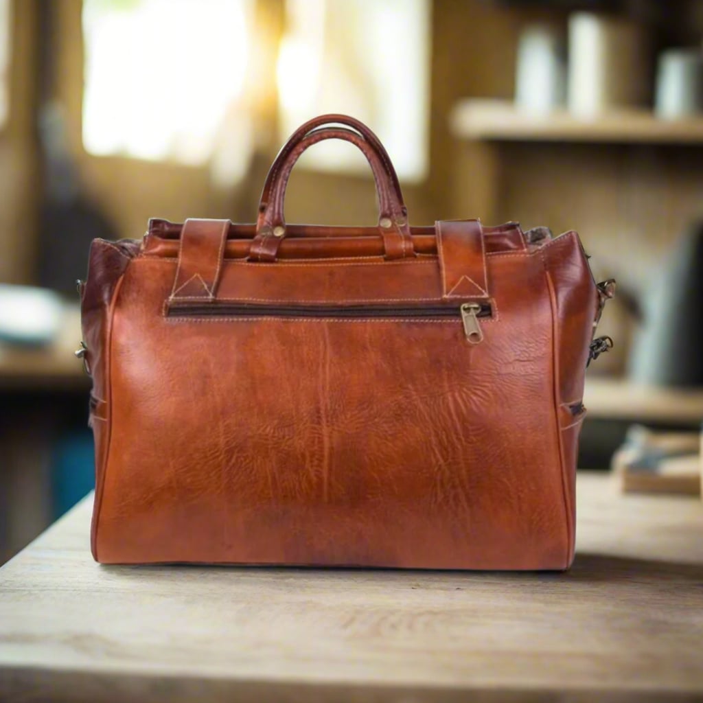Aslem Leather Weekend Bag Moroccan Interior