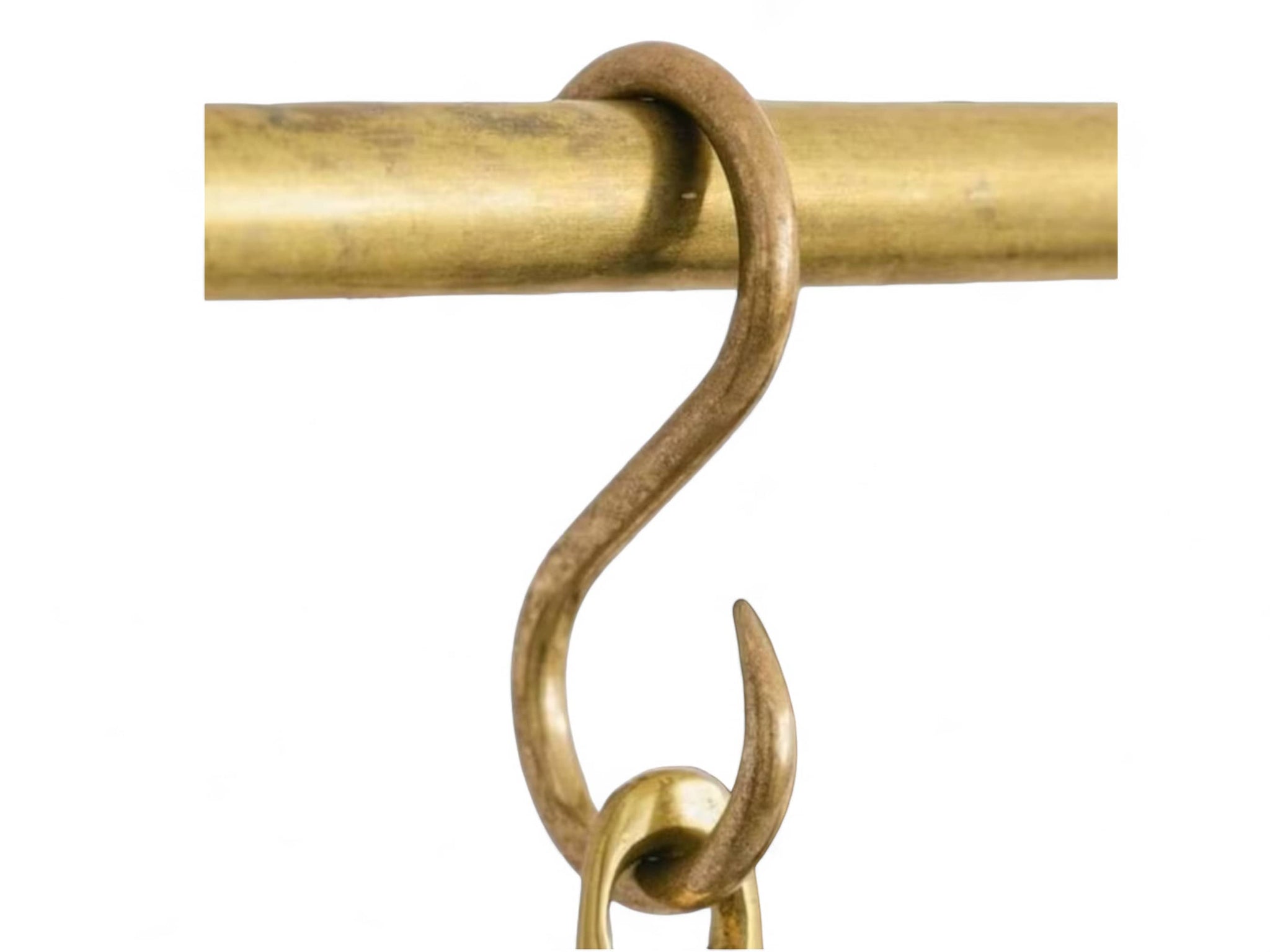 Elegant Unlacquered Brass Pot Rail with Hooks - Stylish Kitchen Storage Solution Soukdecor