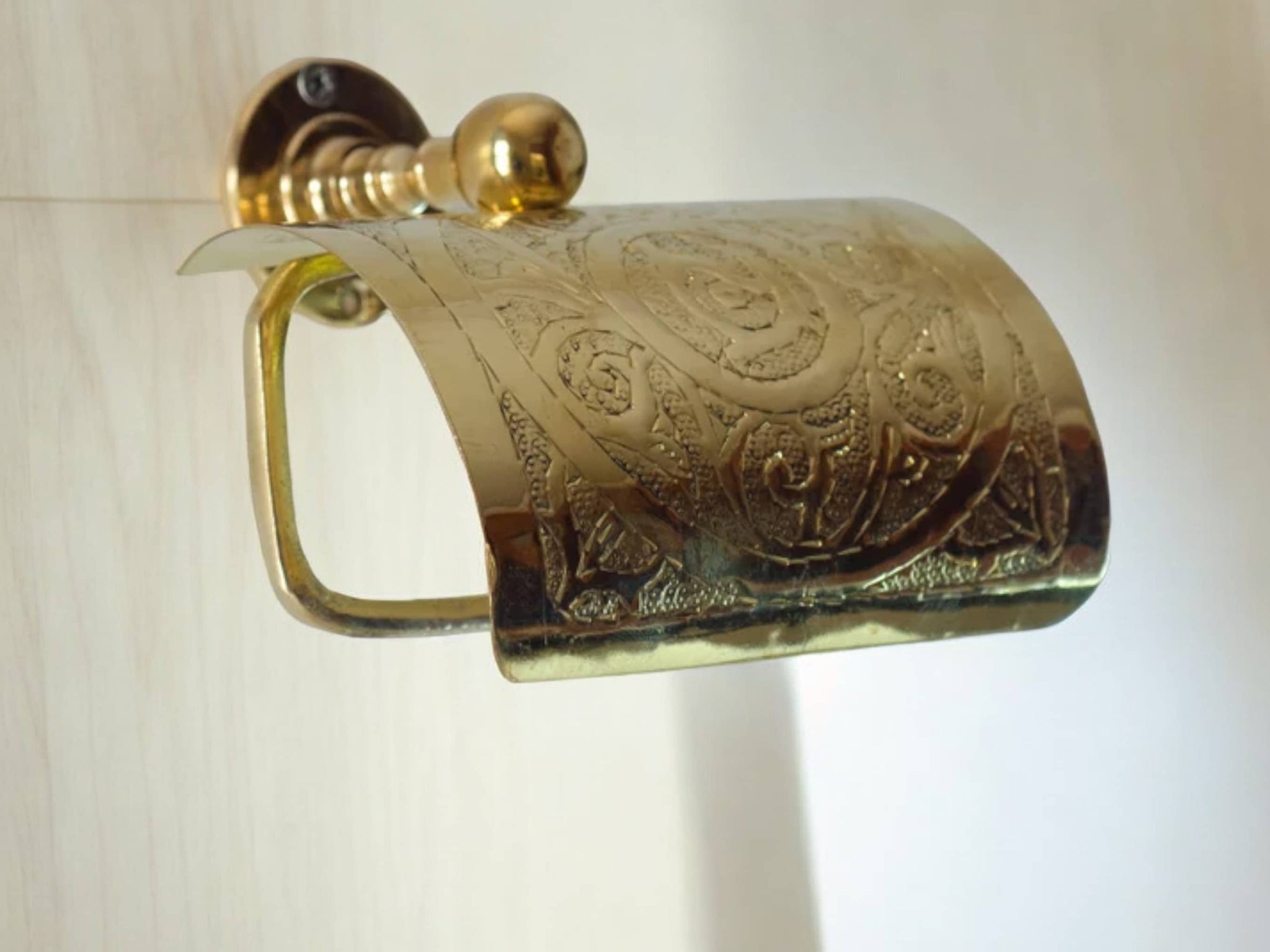 Handcrafted Solid Brass Toilet Paper Holder - Elegant Powder Room Roll Holder Soukdecor
