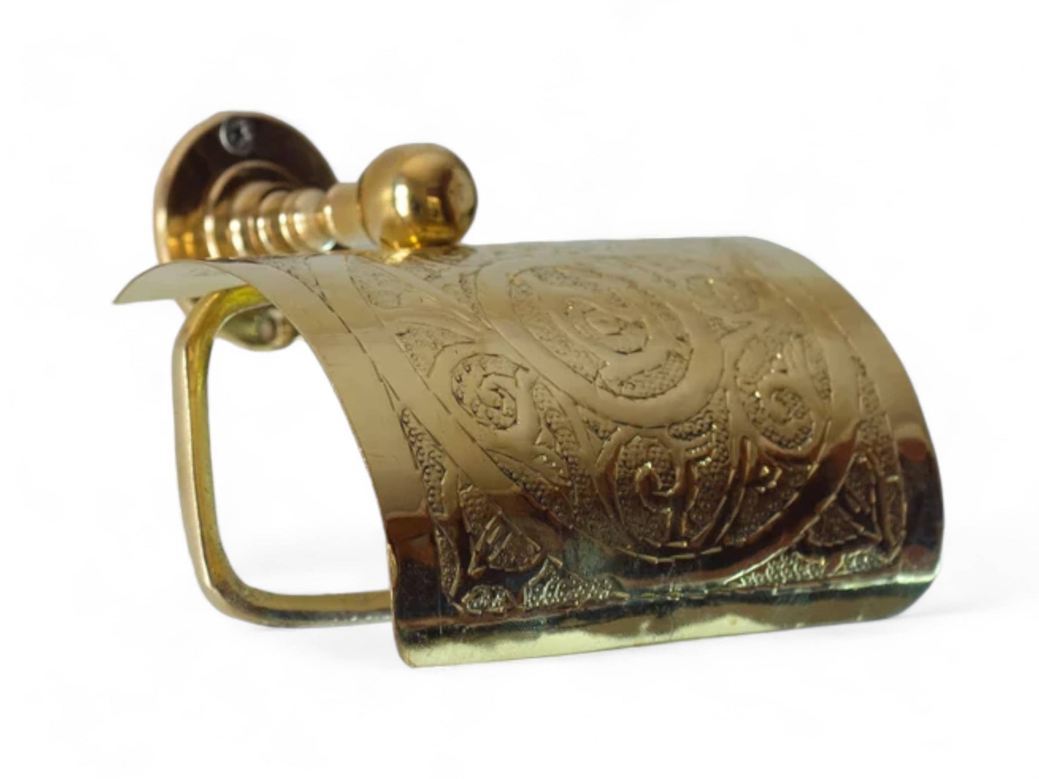 Handcrafted Solid Brass Toilet Paper Holder - Elegant Powder Room Roll Holder Soukdecor