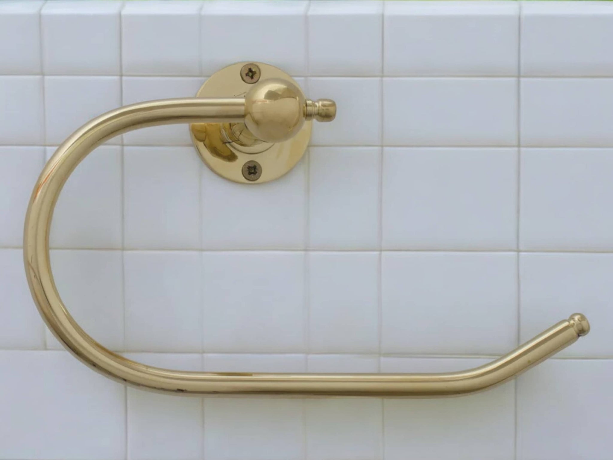 Handcrafted Brass Towel Holder - Wall Mount Towel Hanger and Hook for Powder Room Soukdecor