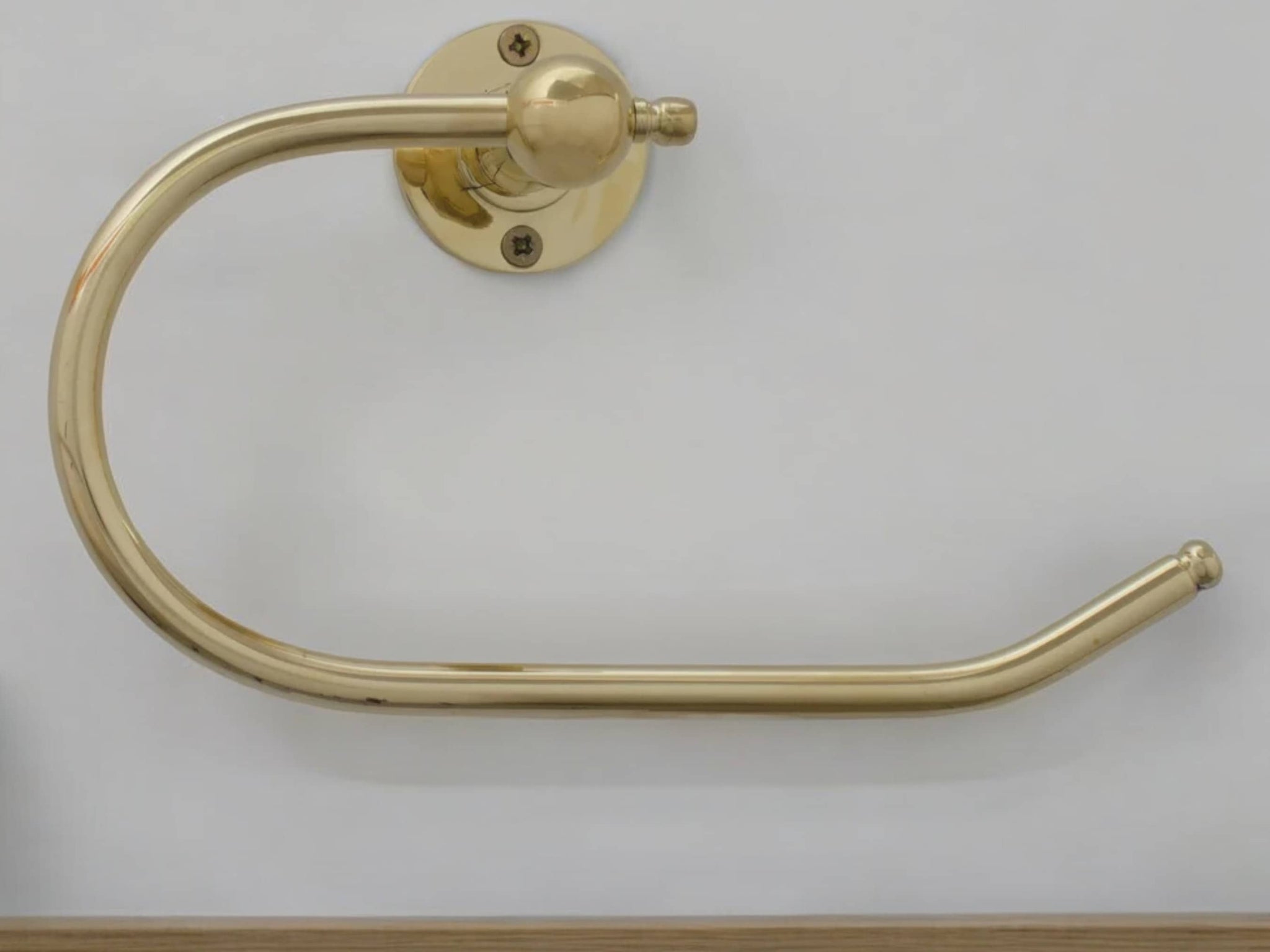 Handcrafted Brass Towel Holder - Wall Mount Towel Hanger and Hook for Powder Room Soukdecor