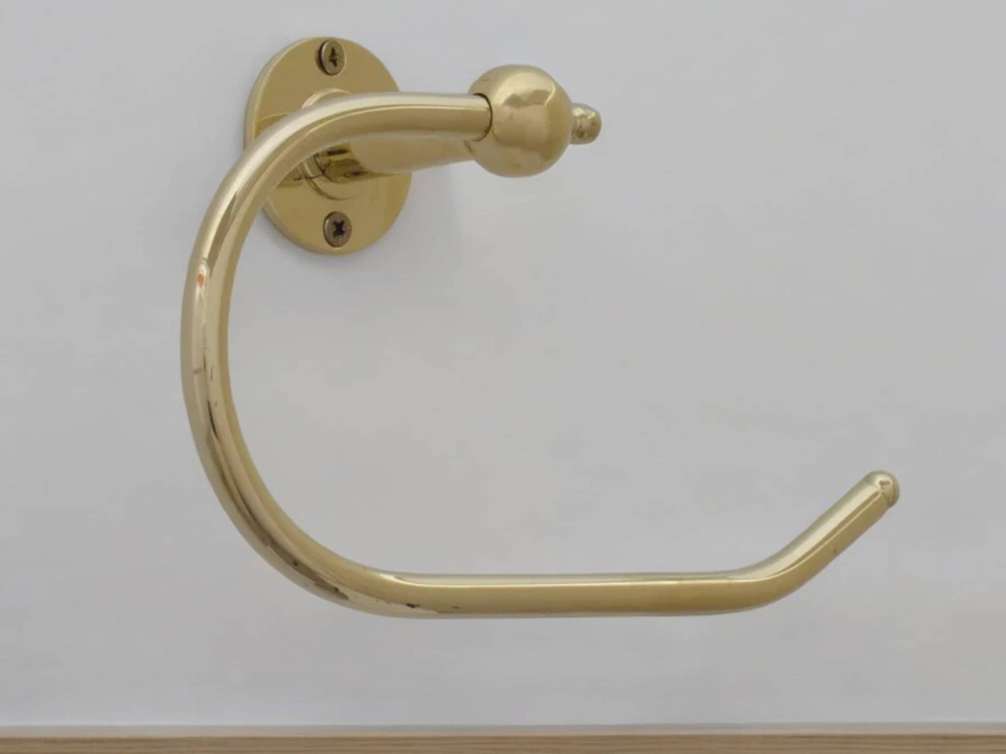 Handcrafted Brass Towel Holder - Wall Mount Towel Hanger and Hook for Powder Room Soukdecor
