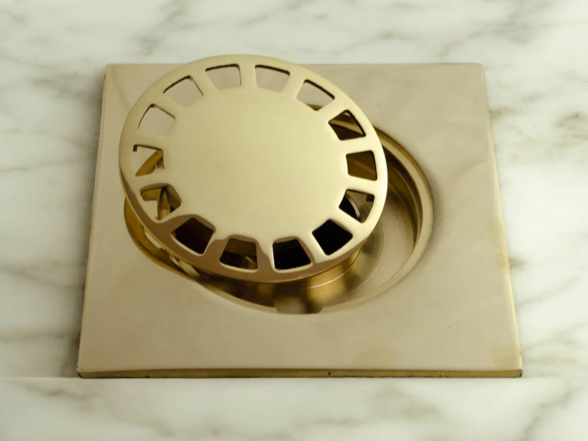 Unlacquered Solid Brass Floor Drain - Elegant Square Shower Drain Soukdecor