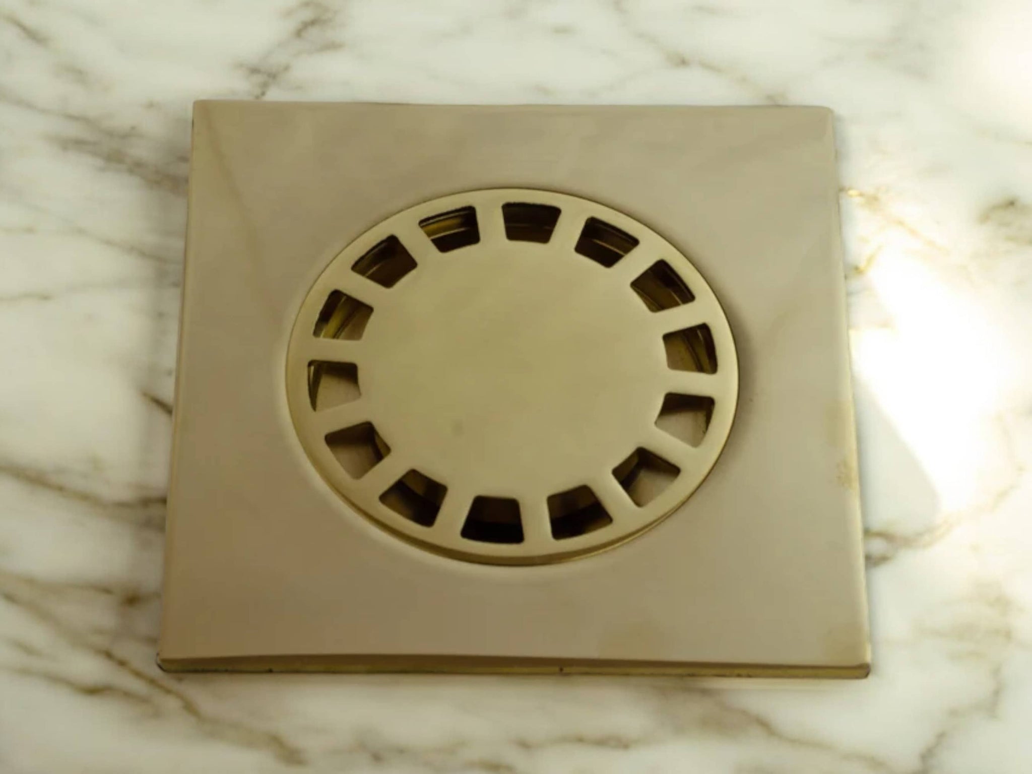 Unlacquered Solid Brass Floor Drain - Elegant Square Shower Drain Soukdecor