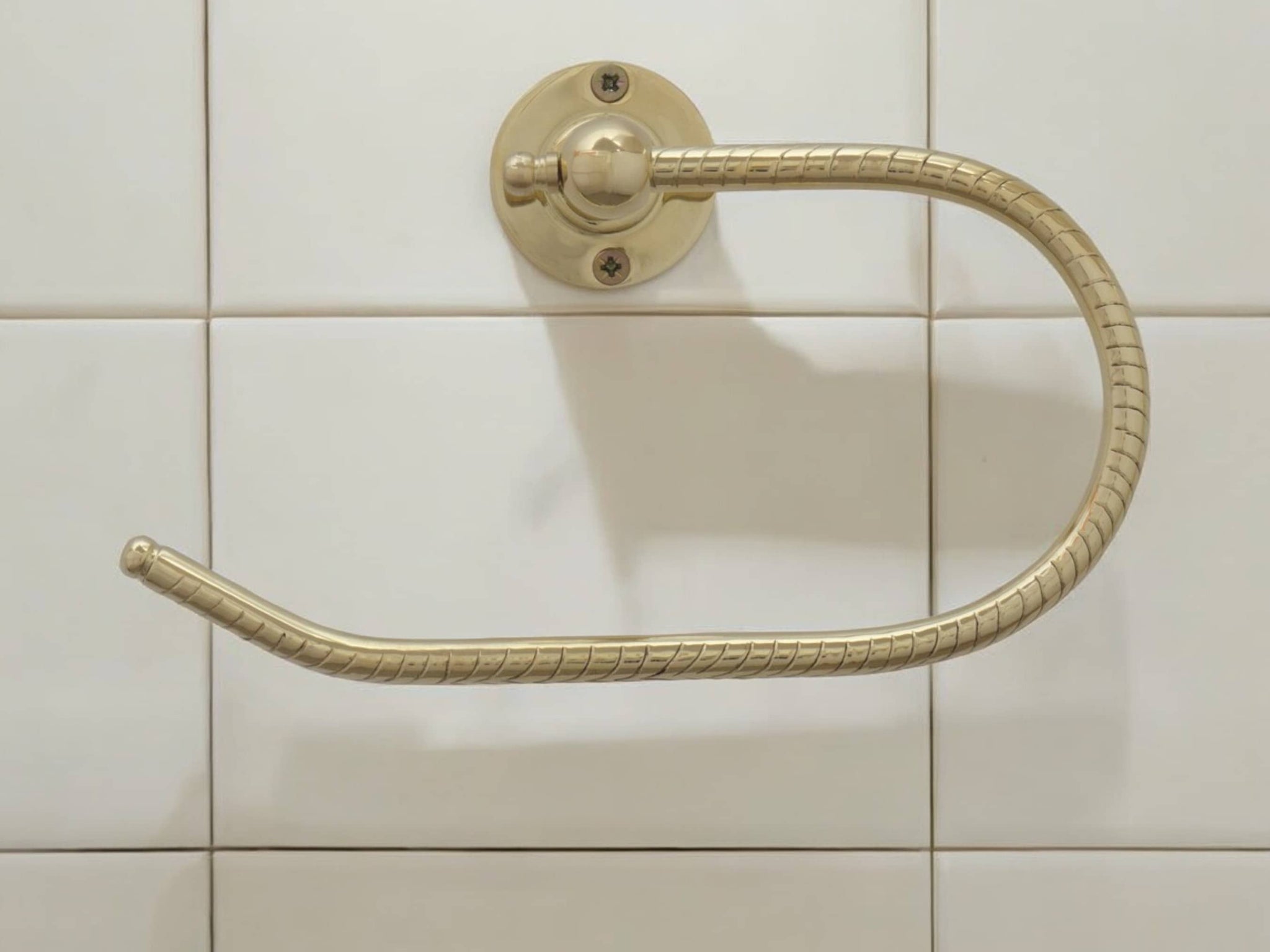 Handcrafted Brass Towel Holder - Wall Mount Towel Hanger and Hook for Powder Room Soukdecor