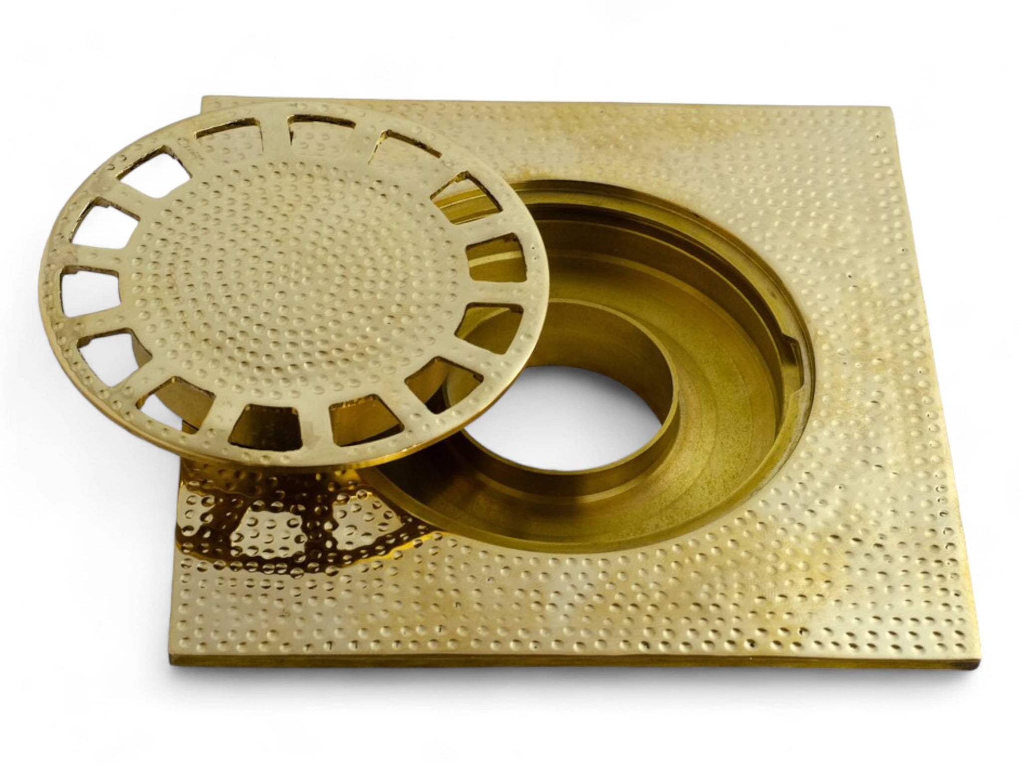 Hammered Solid Brass Floor Drain Cover - Elegant Square Shower Drain Soukdecor